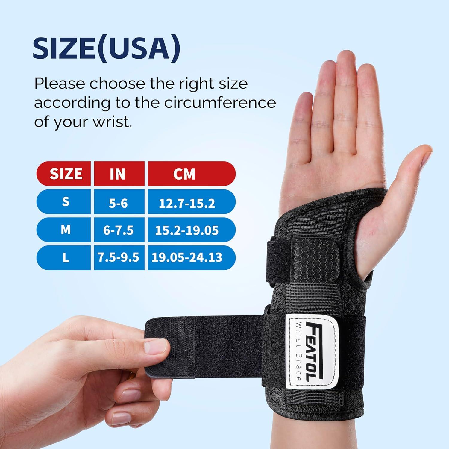 imageFEATOL 2 Pack Carpal Tunnel Wrist Brace For Work With Wrist Splint 65 Wrist Brace Night Support For Women Men Pain Relief For Tendonitis Arthritis Pregnancy Typing Right and Left Hand Medium2 Pack R and LBlack
