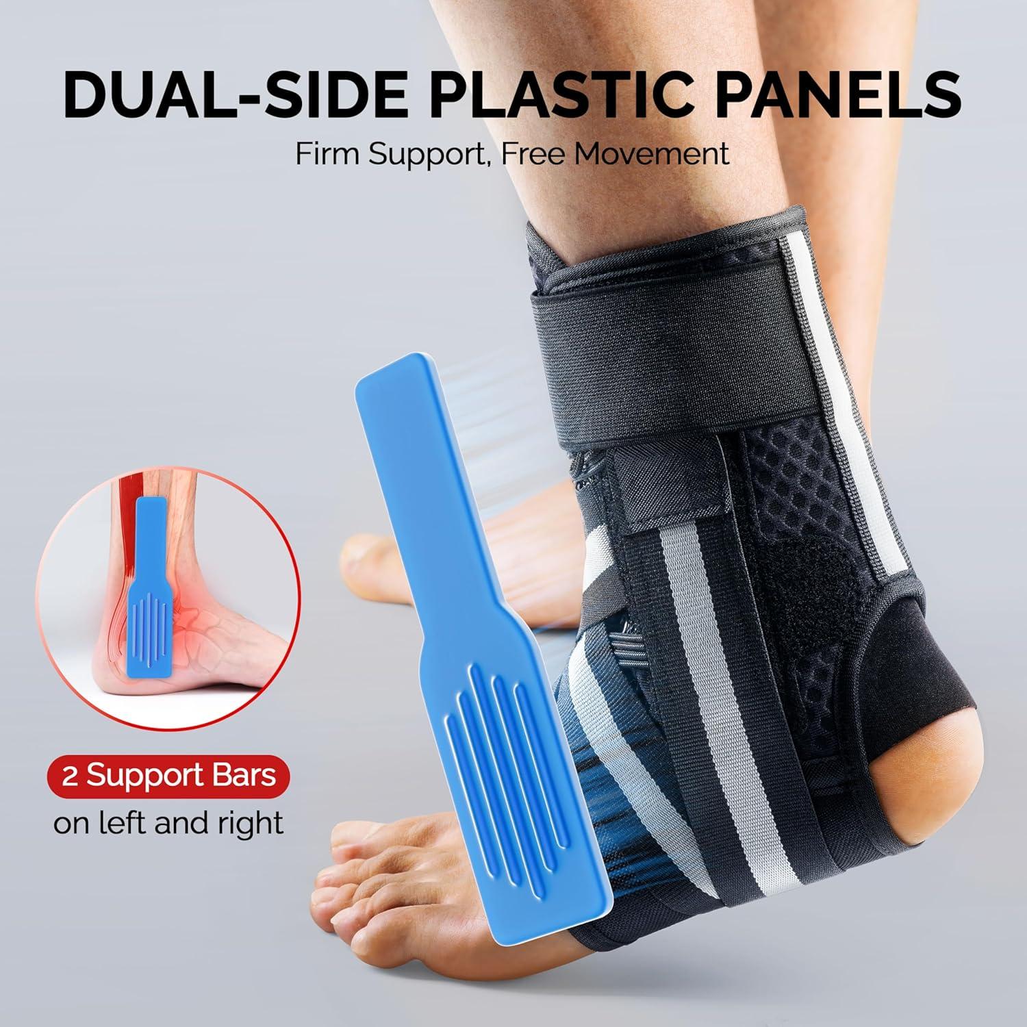 imageFEATOL Ankle Brace for Sprained Ankle Adjustable ampamp Comfortable Lace Up Support Stabilizer for Women Men with 2 Side Splints Relief for Sprain Injury Recovery Achilles Large13142Medium