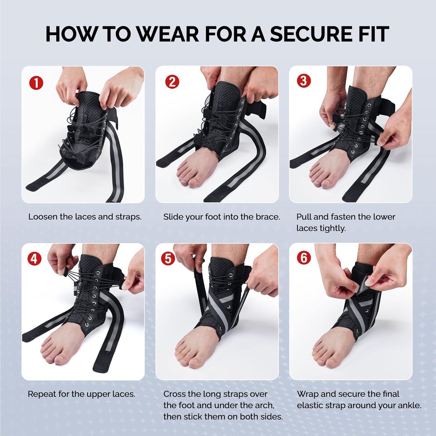 imageFEATOL Ankle Brace for Sprained Ankle Adjustable ampamp Comfortable Lace Up Support Stabilizer for Women Men with 2 Side Splints Relief for Sprain Injury Recovery Achilles Large13142Large
