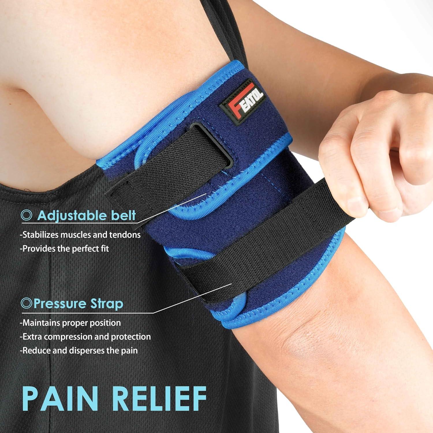 imageFEATOL Bicep Tendonitis Brace Compression Sleeve Support Upper Arm Brace Tricep Bicep Support Bands for Men and Women Arm Wrap Pain Relief for Muscle Strains and InflammationBlack LargeBlue
