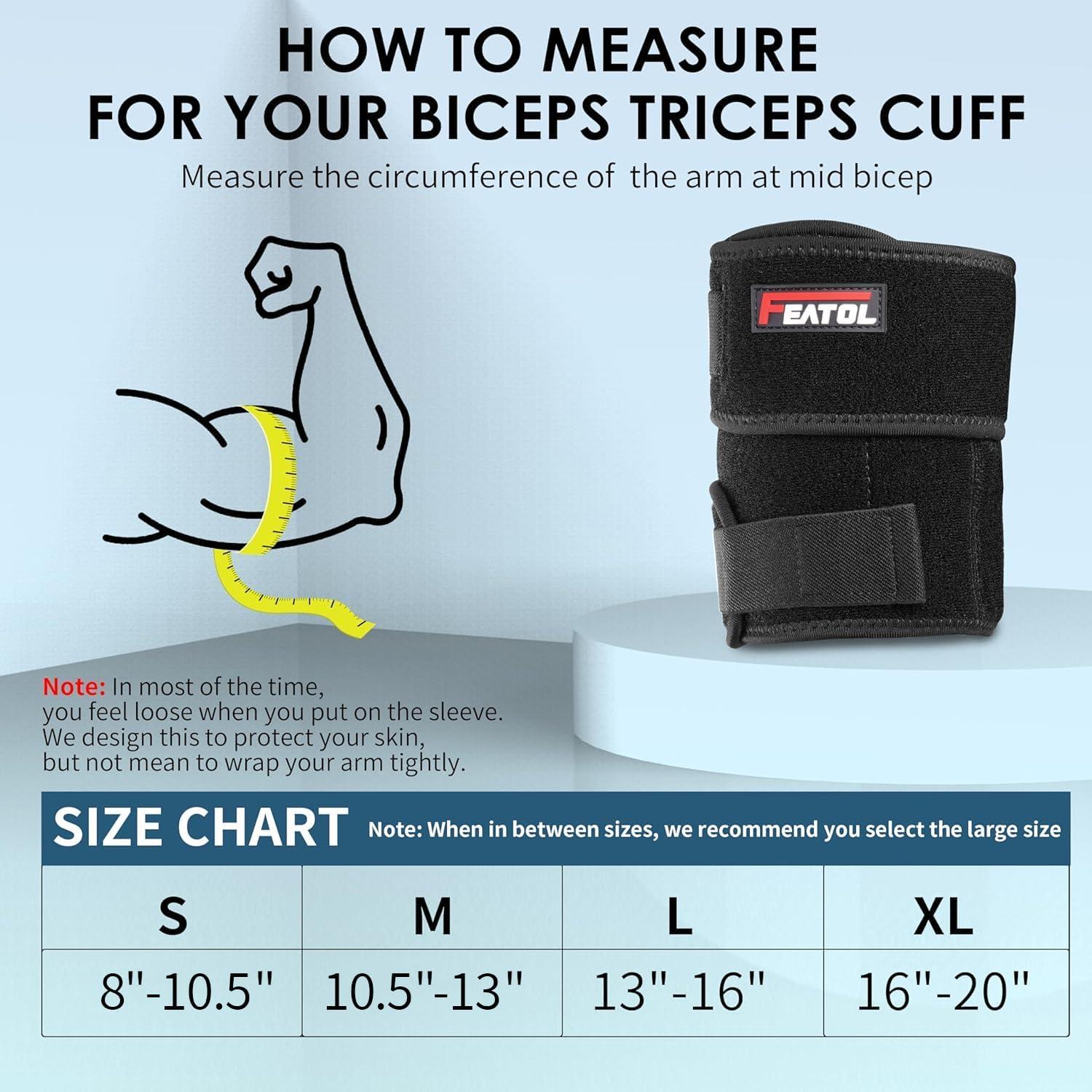 imageFEATOL Bicep Tendonitis Brace Compression Sleeve Support Upper Arm Brace Tricep Bicep Support Bands for Men and Women Arm Wrap Pain Relief for Muscle Strains and InflammationBlack LargeBlack