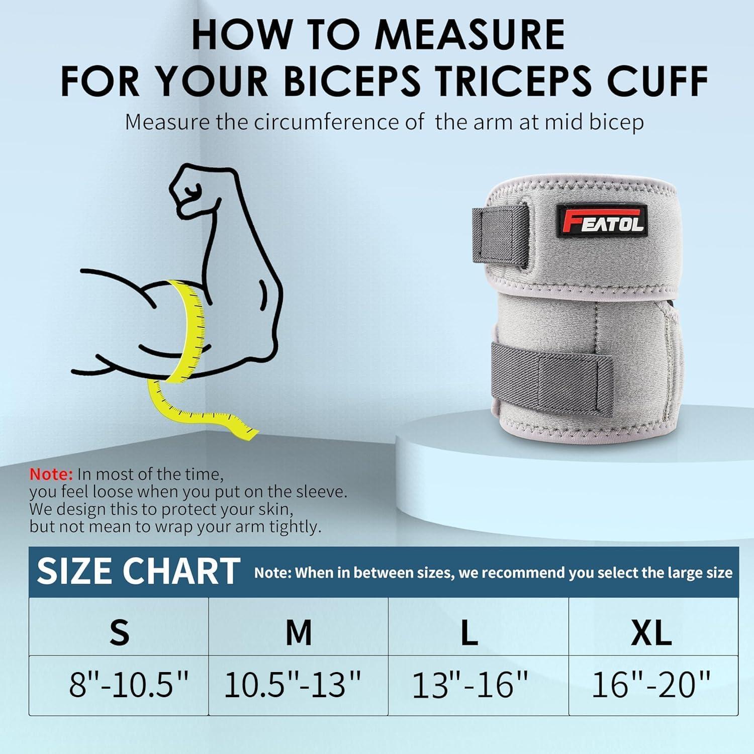 imageFEATOL Bicep Tendonitis Brace Compression Sleeve Support Upper Arm Brace Tricep Bicep Support Bands for Men and Women Arm Wrap Pain Relief for Muscle Strains and InflammationBlack LargeGray