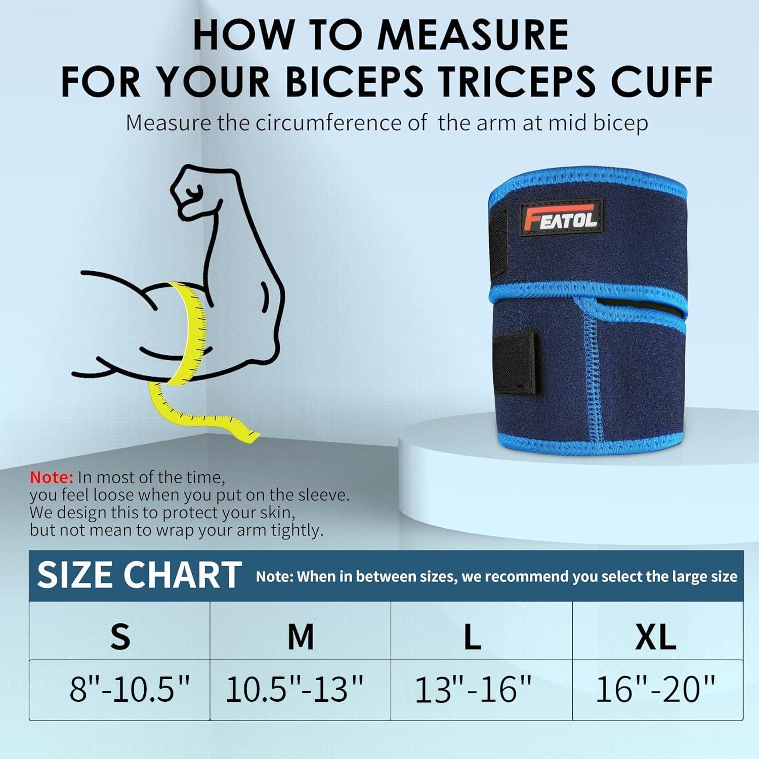 imageFEATOL Bicep Tendonitis Brace Compression Sleeve Support Upper Arm Brace Tricep Bicep Support Bands for Men and Women Arm Wrap Pain Relief for Muscle Strains and InflammationBlack LargeBlue