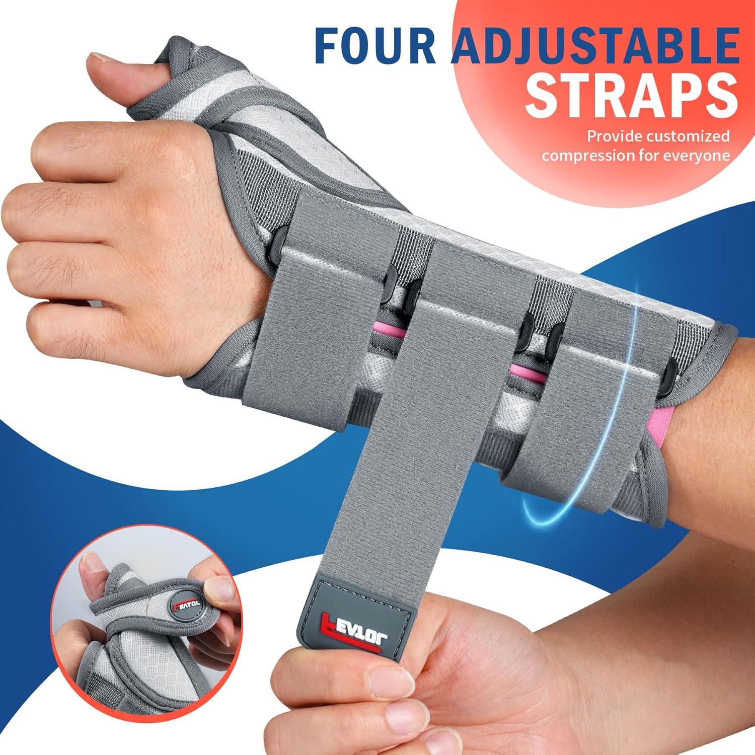 imageFEATOL Carpal Tunnel Wrist Brace Night Support Thumb Spica Splint Right Hand for De Quervains Tenosynovitis Tendonitis Wrist Brace With Thumb SupportSmallMediumWomen ampamp Men BlackLargeXLargePack of 1