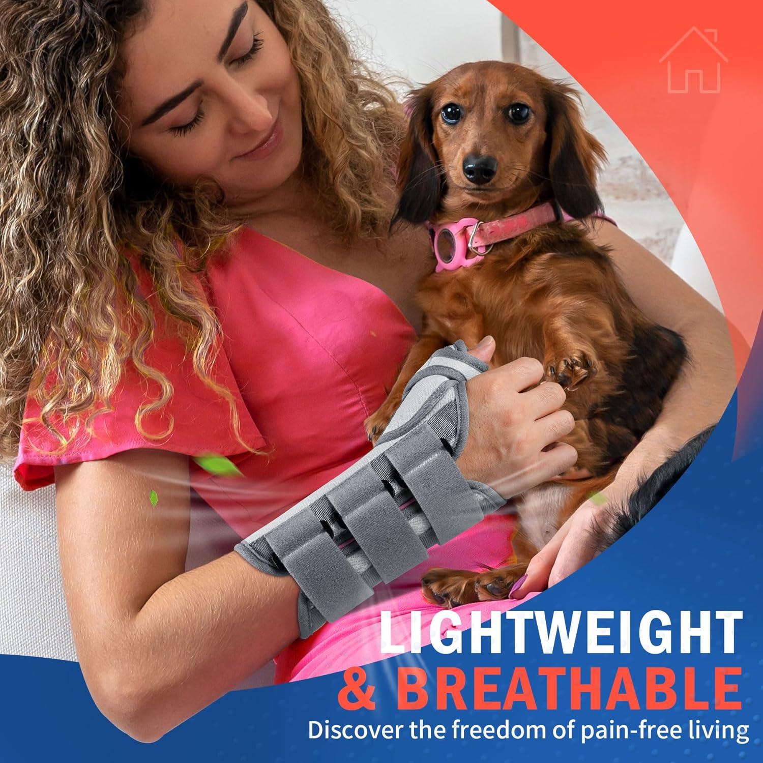 imageFEATOL Carpal Tunnel Wrist Brace Night Support Thumb Spica Splint Right Hand for De Quervains Tenosynovitis Tendonitis Wrist Brace With Thumb SupportSmallMediumWomen ampamp Men BlackLargeXLargePack of 1