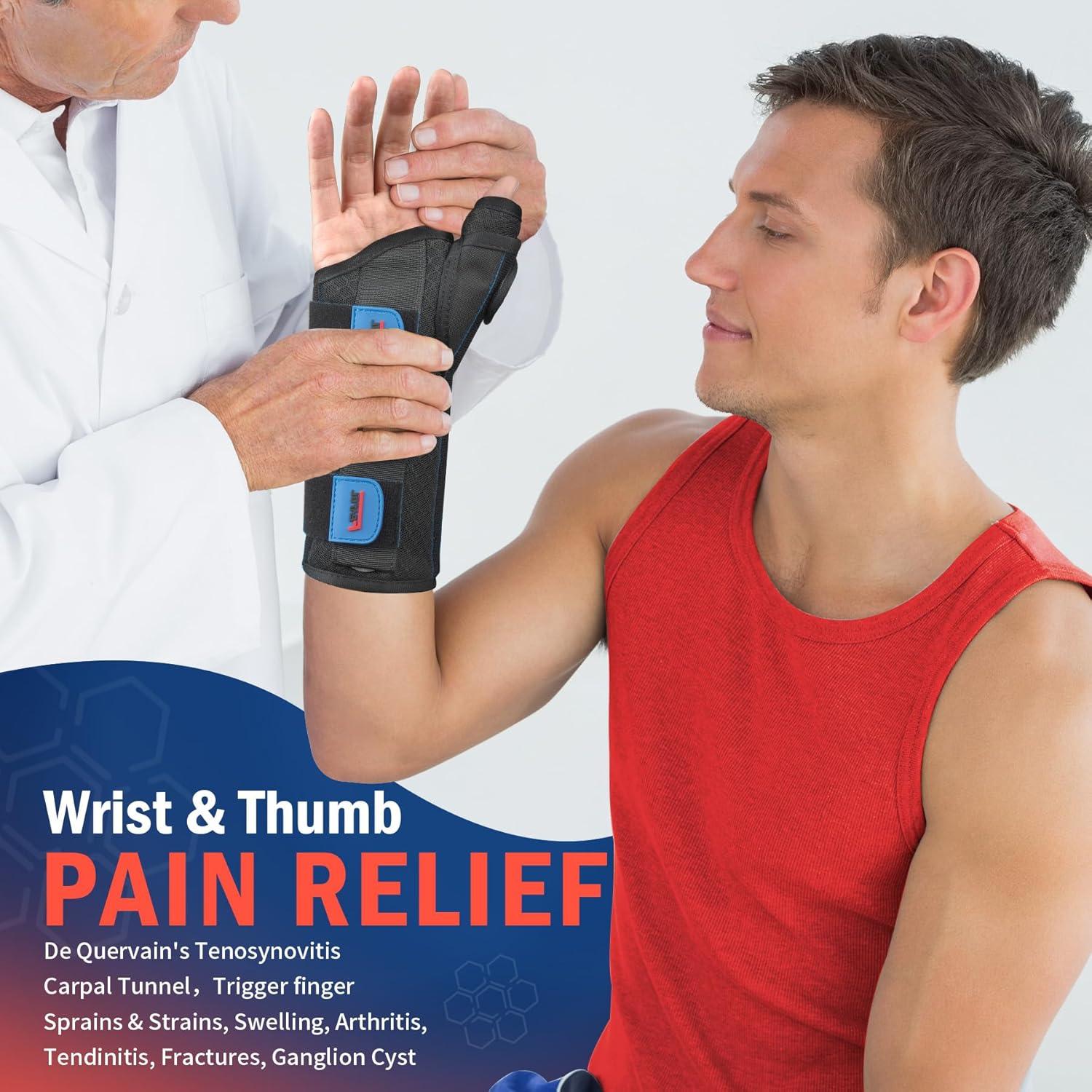 imageFEATOL Carpal Tunnel Wrist Brace Night Support Thumb Spica Splint Right Hand for De Quervains Tenosynovitis Tendonitis Wrist Brace With Thumb SupportSmallMediumWomen ampamp Men BlackLargeXLargePack of 1
