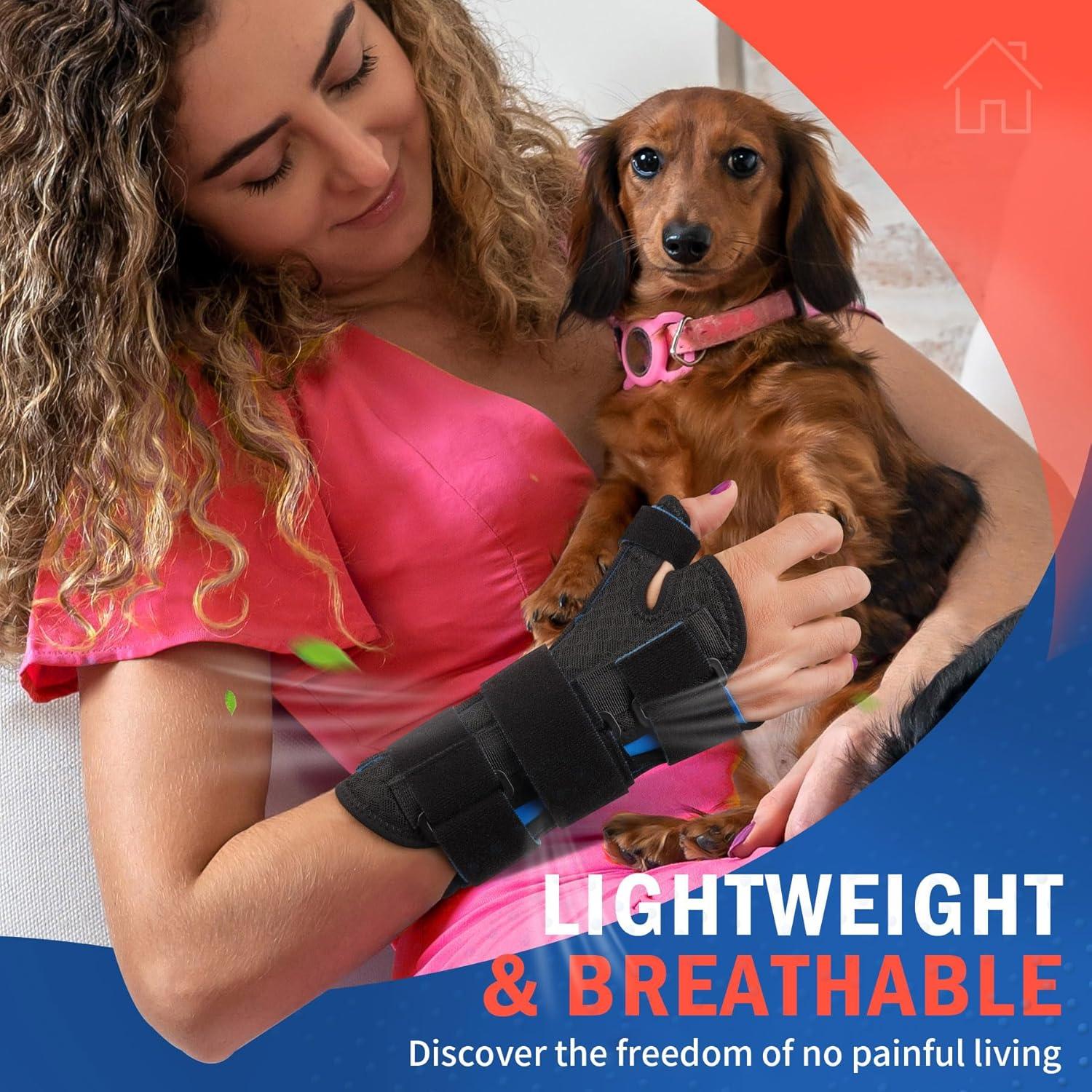 imageFEATOL Carpal Tunnel Wrist Brace Night Support Thumb Spica Splint Right Hand for De Quervains Tenosynovitis Tendonitis Wrist Brace With Thumb SupportSmallMediumWomen ampamp Men BlackLargeXLargePack of 1
