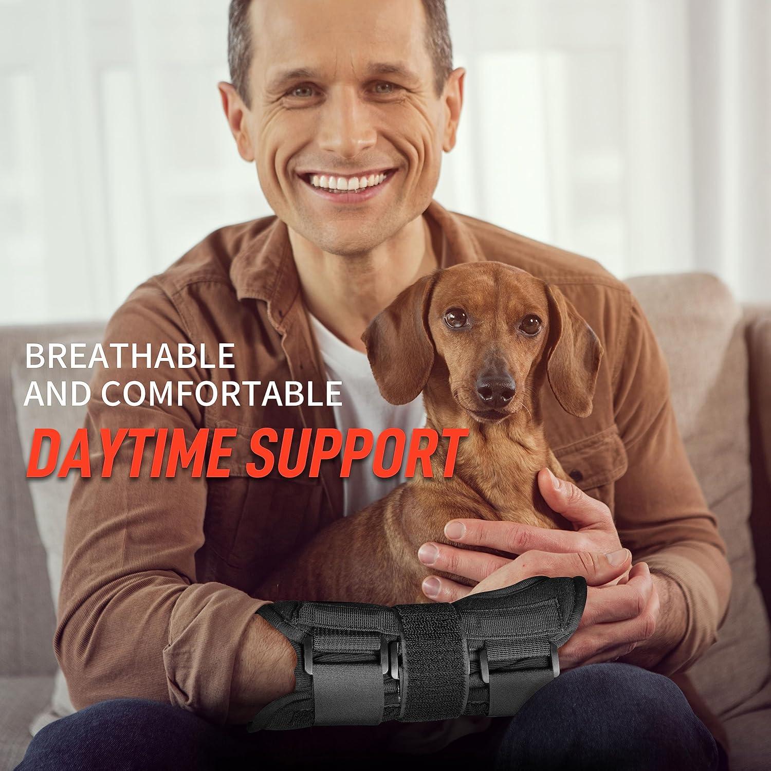 imageFEATOL Wrist Brace Hand Brace Carpal Tunnel Wrist Splint Night Support for Women Men Pain Relief Support Tendonitis Arthritis Sprain Right Hand SmallMediumSmallMedium Pack of 1