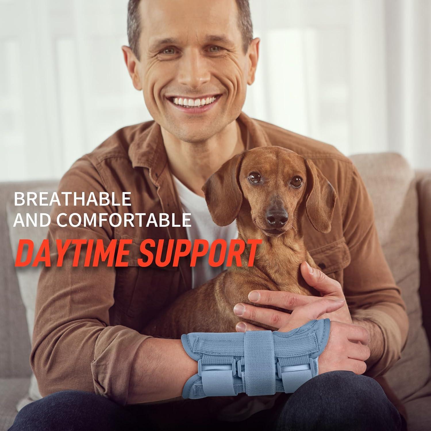 imageFEATOL Wrist Brace Hand Brace Carpal Tunnel Wrist Splint Night Support for Women Men Pain Relief Support Tendonitis Arthritis Sprain Right Hand SmallMediumLargeXLarge Pack of 1
