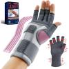 imageFEATOL Compression Arthritis Glove with Wrist Brace Comfortable Fingerless Carpal Tunnel Hand Gloves for Women Night Support Pain Relief for Rheumatoid Arthritis Work Typing  Right Hand MediumMedium