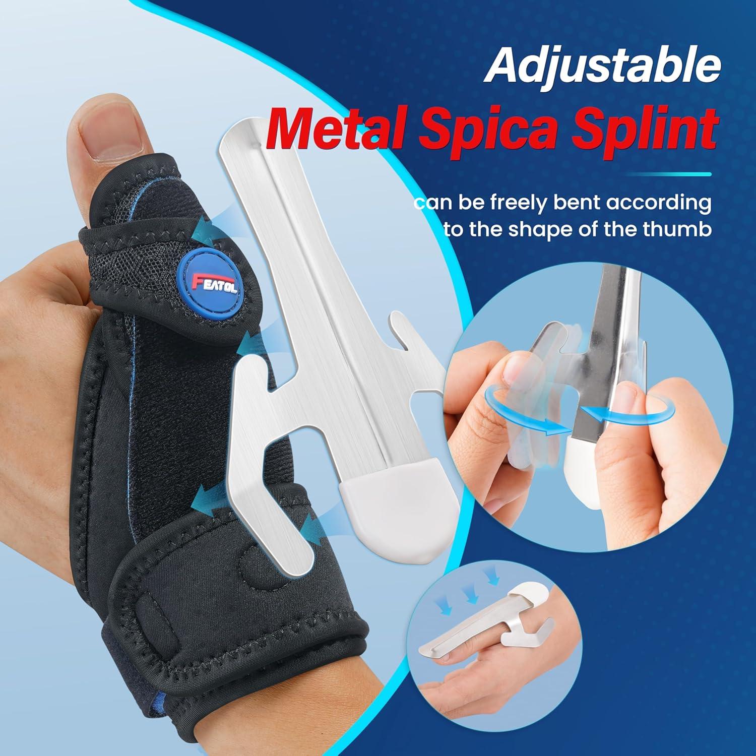 imageFEATOL 2 Pack Thumb Brace for De Quervains Tenosynovitis Thumb Splint for CMC Joint Support Arthritis Trigger Finger Sprains Left ampamp Right Medium