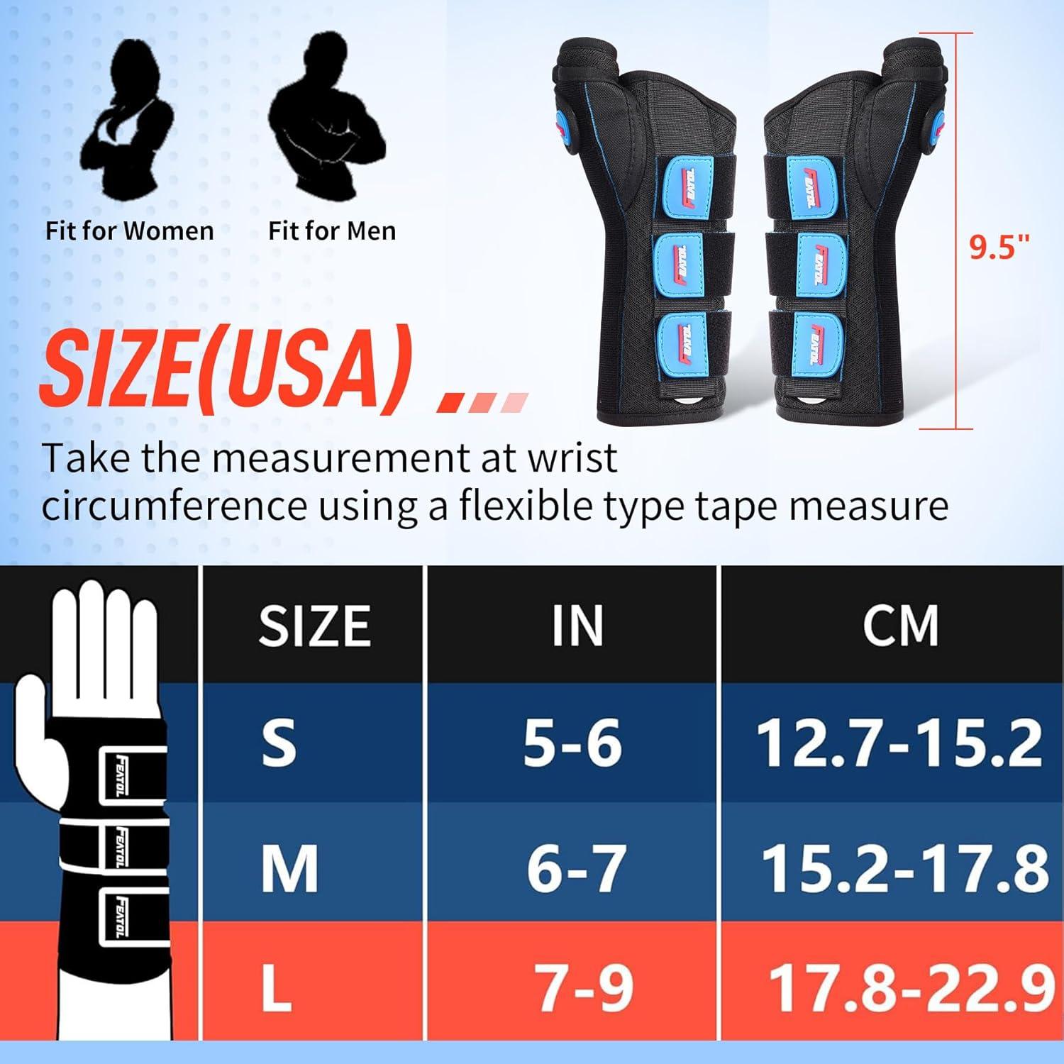 imageFEATOL 2 Pack Wrist Brace with Thumb Spica Splint for De Quervains Tenosynovitis Carpal Tunnel Tendonitis ArthritisThumb Brace for Pain ReliefLeft And Right HandMediumLargeBlack Blue