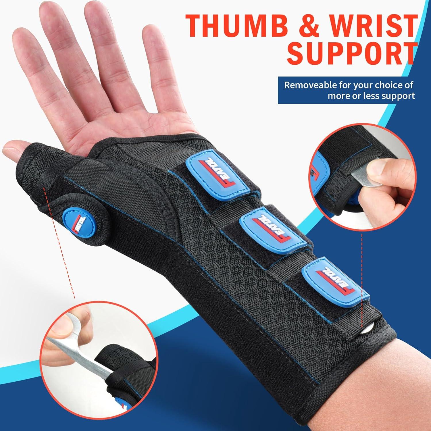 imageFEATOL 2 Pack Wrist Brace with Thumb Spica Splint for De Quervains Tenosynovitis Carpal Tunnel Tendonitis ArthritisThumb Brace for Pain ReliefLeft And Right HandMediumLargeBlack Blue