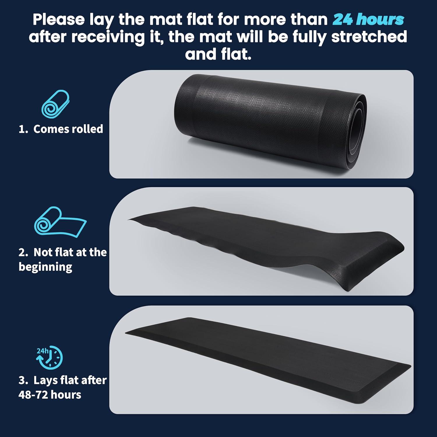 imageFEATOL Anti Fatigue Mat Industrial Ergonomic Standing Floor Mat for Work for Stand Black with Yellow Border Safety 20quot x 39quotSupport for Leg ampamp Back PainYellow Border