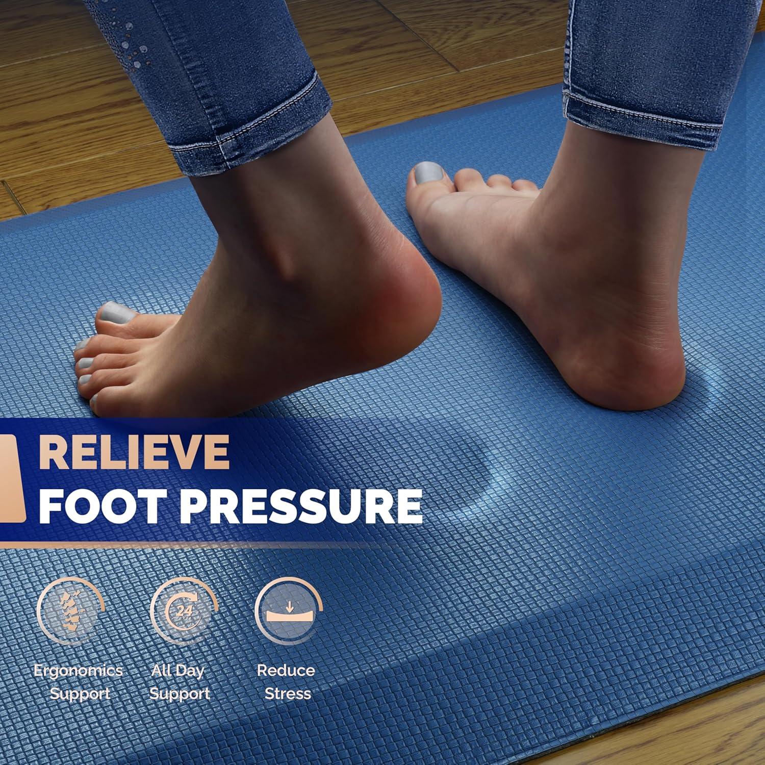 imageFEATOL Anti Fatigue Mat for Standing 910 Extra Thick Ergonomic Standing Desk Mat Comfort ampamp Durable Memory Foam Standing Mat at HomeOffice All Day 20quot x 32quot BlackBlue