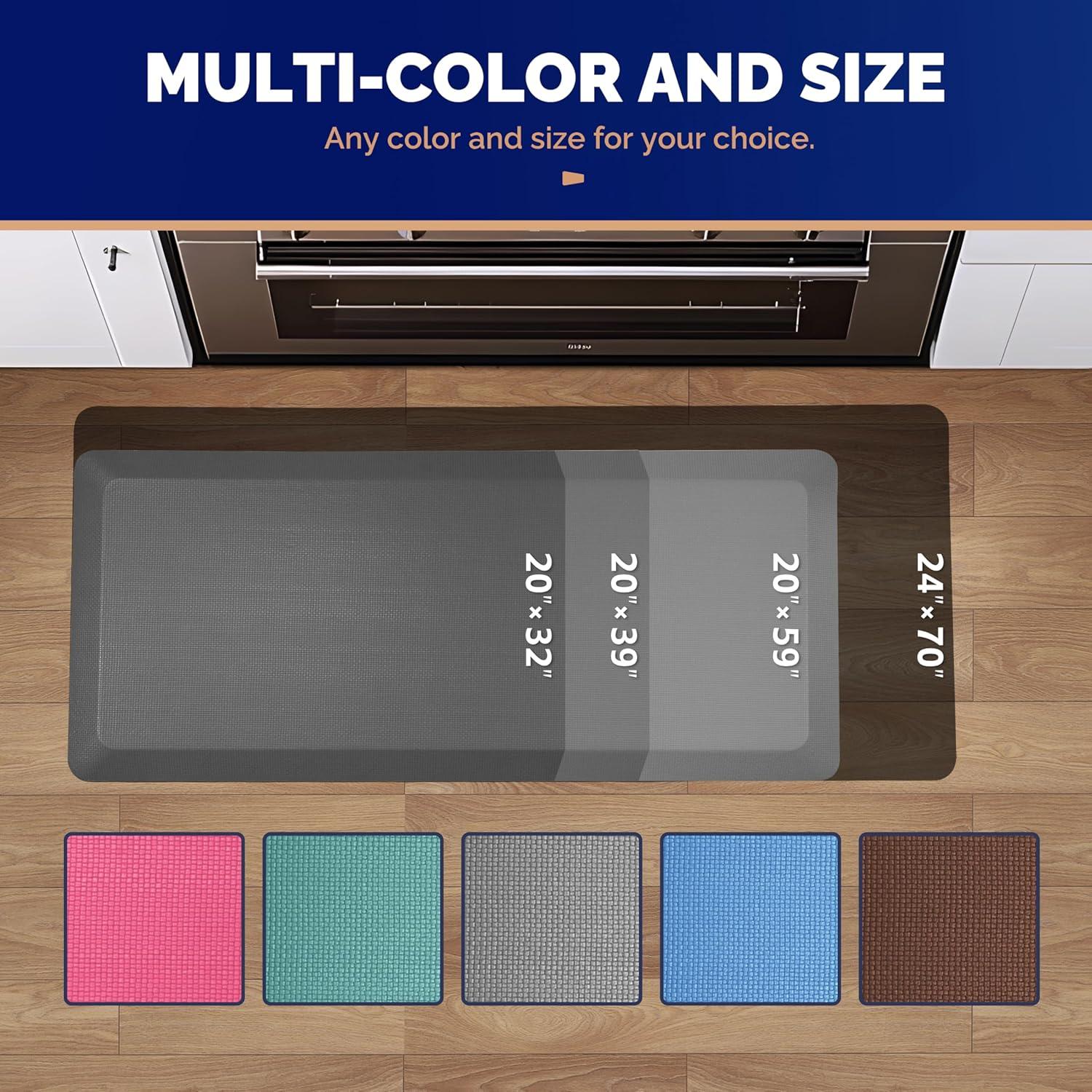 imageFEATOL Anti Fatigue Mat for Standing 910 Extra Thick Ergonomic Standing Desk Mat Comfort ampamp Durable Memory Foam Standing Mat at HomeOffice All Day 20quot x 32quot BlackGrey
