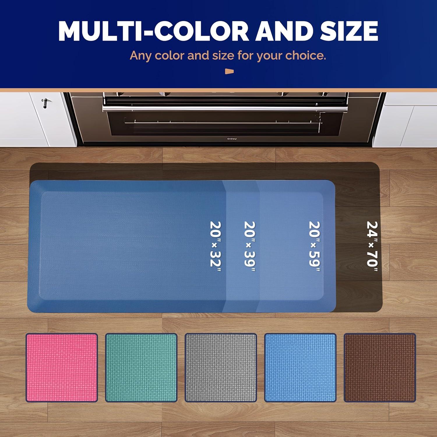 imageFEATOL Anti Fatigue Mat for Standing 910 Extra Thick Ergonomic Standing Desk Mat Comfort ampamp Durable Memory Foam Standing Mat at HomeOffice All Day 20quot x 32quot BlackBlue