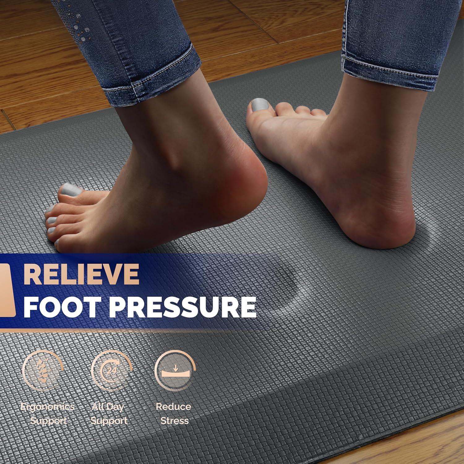 imageFEATOL Anti Fatigue Mat for Standing 910 Extra Thick Ergonomic Standing Desk Mat Comfort ampamp Durable Memory Foam Standing Mat at HomeOffice All Day 20quot x 32quot BlackGrey