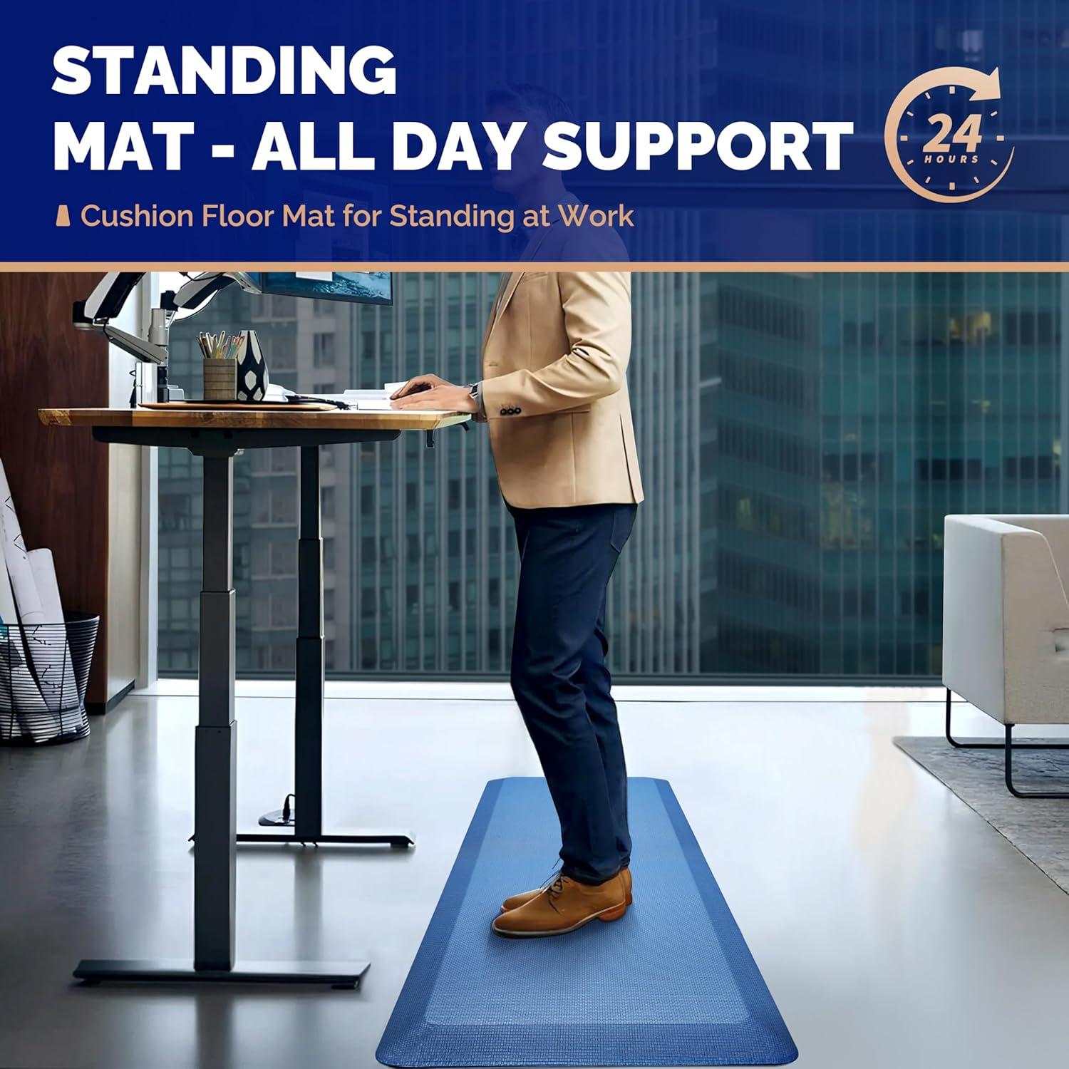 imageFEATOL Anti Fatigue Mat for Standing 910 Extra Thick Ergonomic Standing Desk Mat Comfort ampamp Durable Memory Foam Standing Mat at HomeOffice All Day 20quot x 32quot BlackBlue