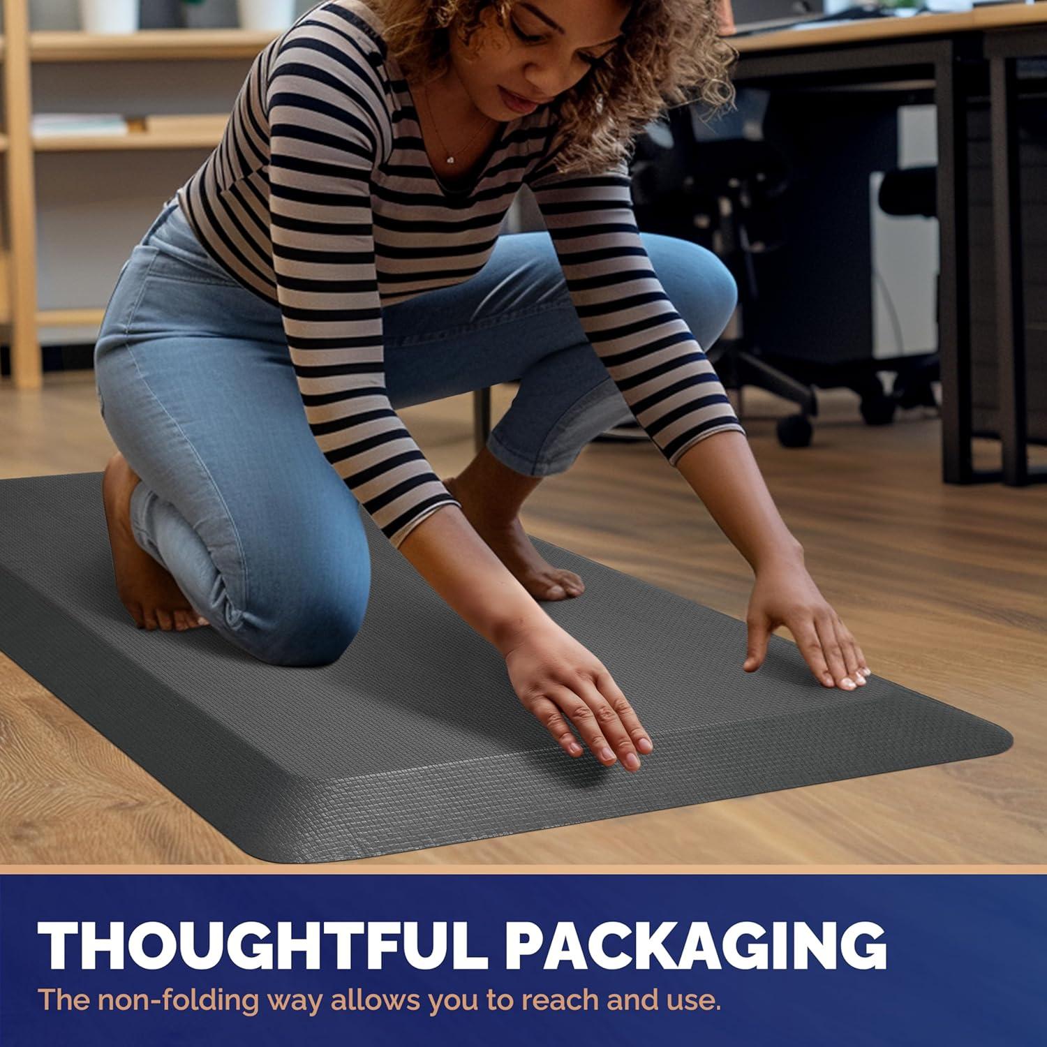 imageFEATOL Anti Fatigue Mat for Standing 910 Extra Thick Ergonomic Standing Desk Mat Comfort ampamp Durable Memory Foam Standing Mat at HomeOffice All Day 20quot x 32quot BlackGrey