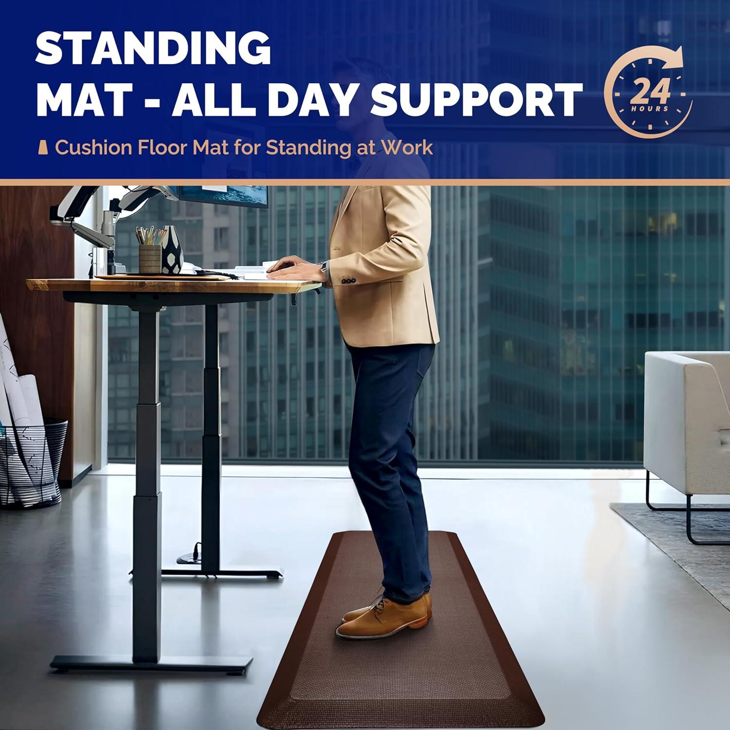 imageFEATOL Anti Fatigue Mat for Standing 910 Extra Thick Ergonomic Standing Desk Mat Comfort ampamp Durable Memory Foam Standing Mat at HomeOffice All Day 20quot x 32quot BlackBrown