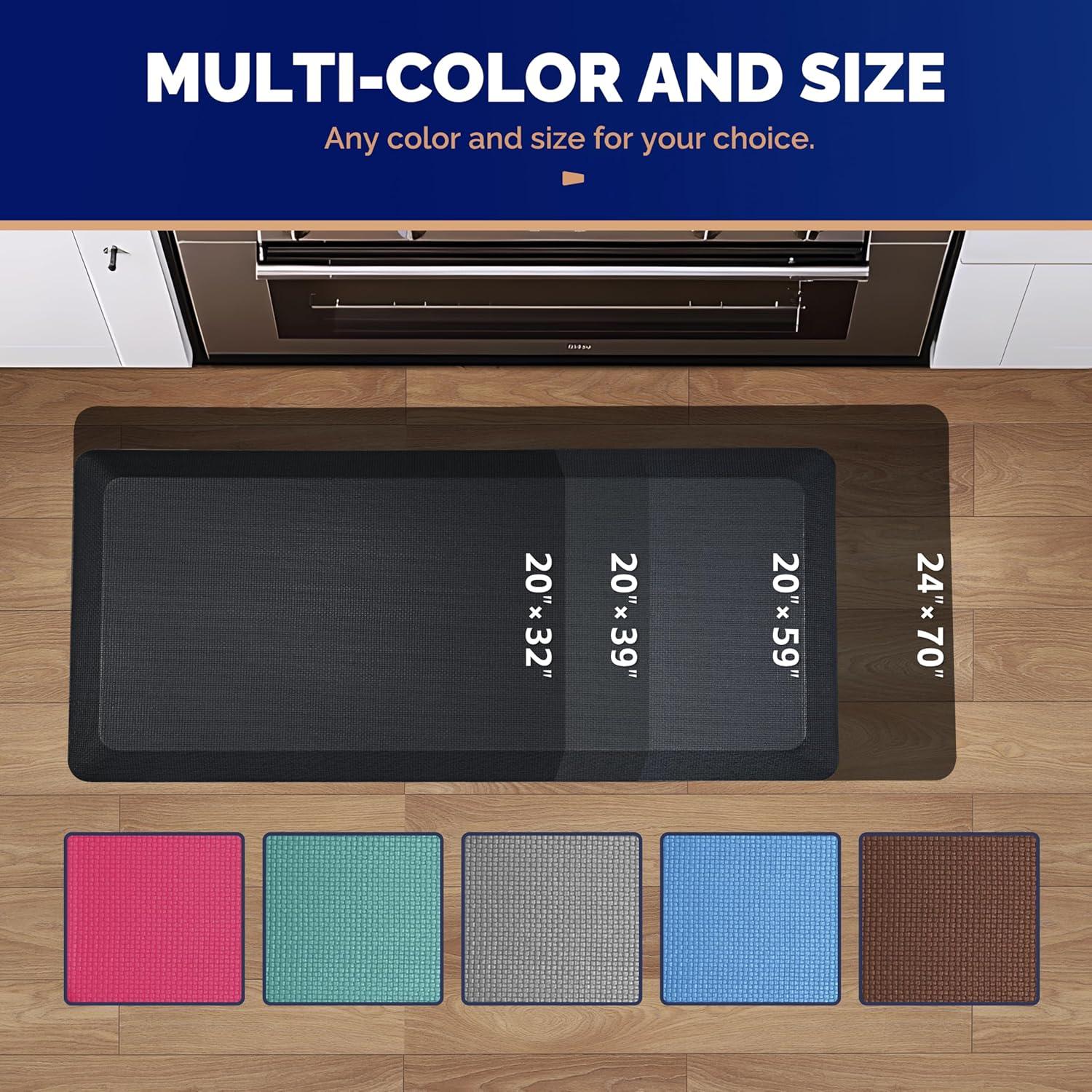 imageFEATOL Anti Fatigue Mat for Standing 910 Extra Thick Ergonomic Standing Desk Mat Comfort ampamp Durable Memory Foam Standing Mat at HomeOffice All Day 20quot x 32quot BlackBlack
