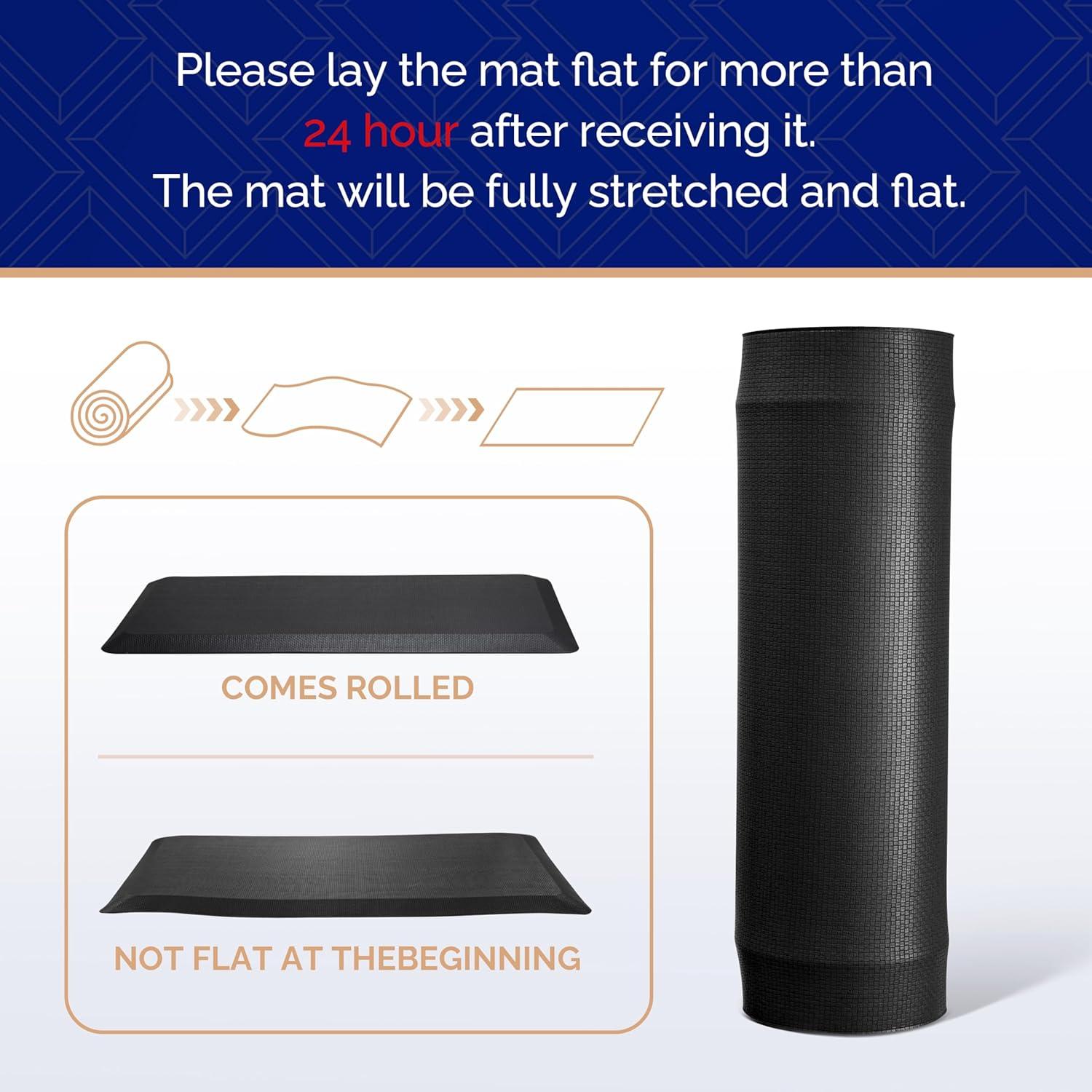 imageFEATOL Anti Fatigue Mat for Standing 910 Extra Thick Ergonomic Standing Desk Mat Comfort ampamp Durable Memory Foam Standing Mat at HomeOffice All Day 20quot x 32quot BlackBlack