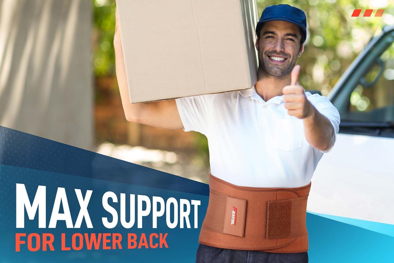 imageFEATOL Back Brace Support BeltLumbar Support Back Brace for Back Pain Sciatica Scoliosis Herniated Disc Adjustable Support StrapsLower Back Brace with Removable Lumbar Pad for Men ampamp WomenBrown