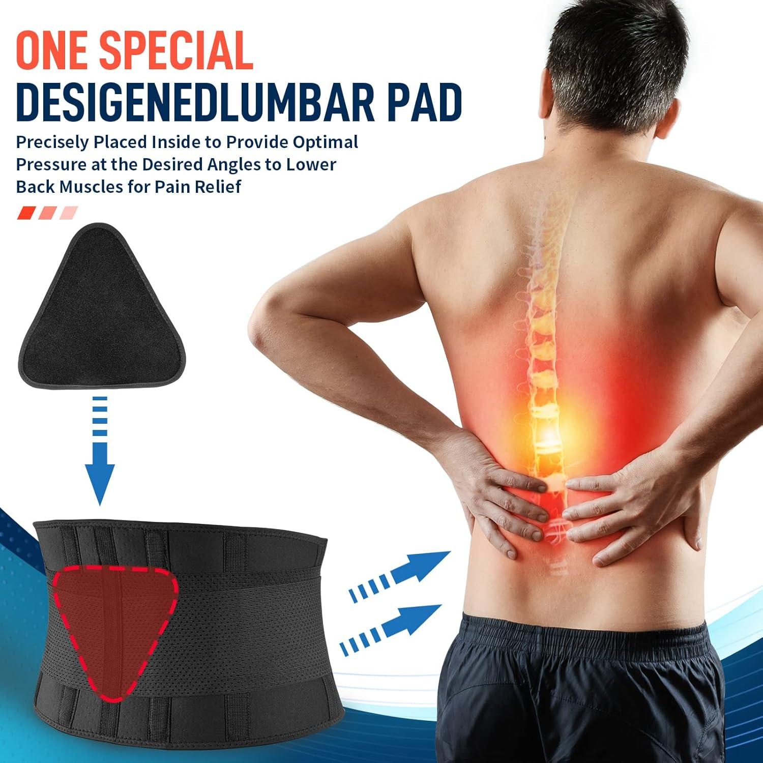 imageFEATOL Back Brace Support BeltLumbar Support Back Brace for Back Pain Sciatica Scoliosis Herniated Disc Adjustable Support StrapsLower Back Brace with Removable Lumbar Pad for Men ampamp WomenBlack