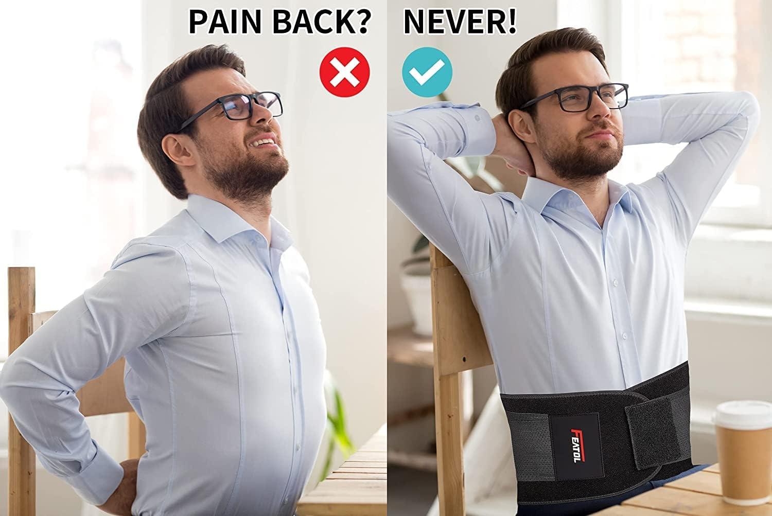 imageFEATOL Back Brace Support BeltLumbar Support Back Brace for Back Pain Sciatica Scoliosis Herniated Disc Adjustable Support StrapsLower Back Brace with Removable Lumbar Pad for Men ampamp WomenBlack