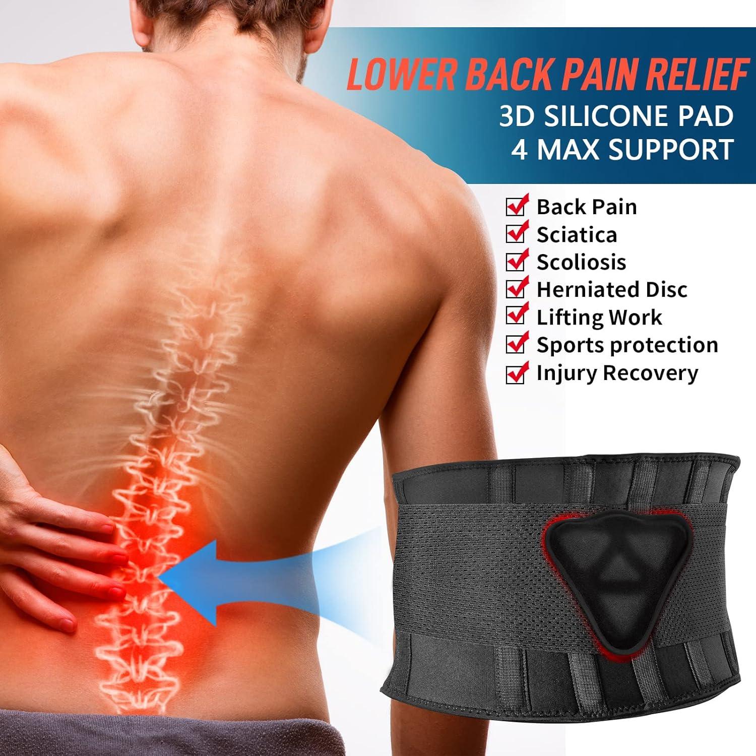 imageFEATOL Back Brace for Men Lower Back Pain Relief Lumbar Support Brace Waist Belt with Ergonomic 3D Silicone Pad for Heavy Lifting Work Herniated Disc Sciatica LXLSmallMediumPack of 1