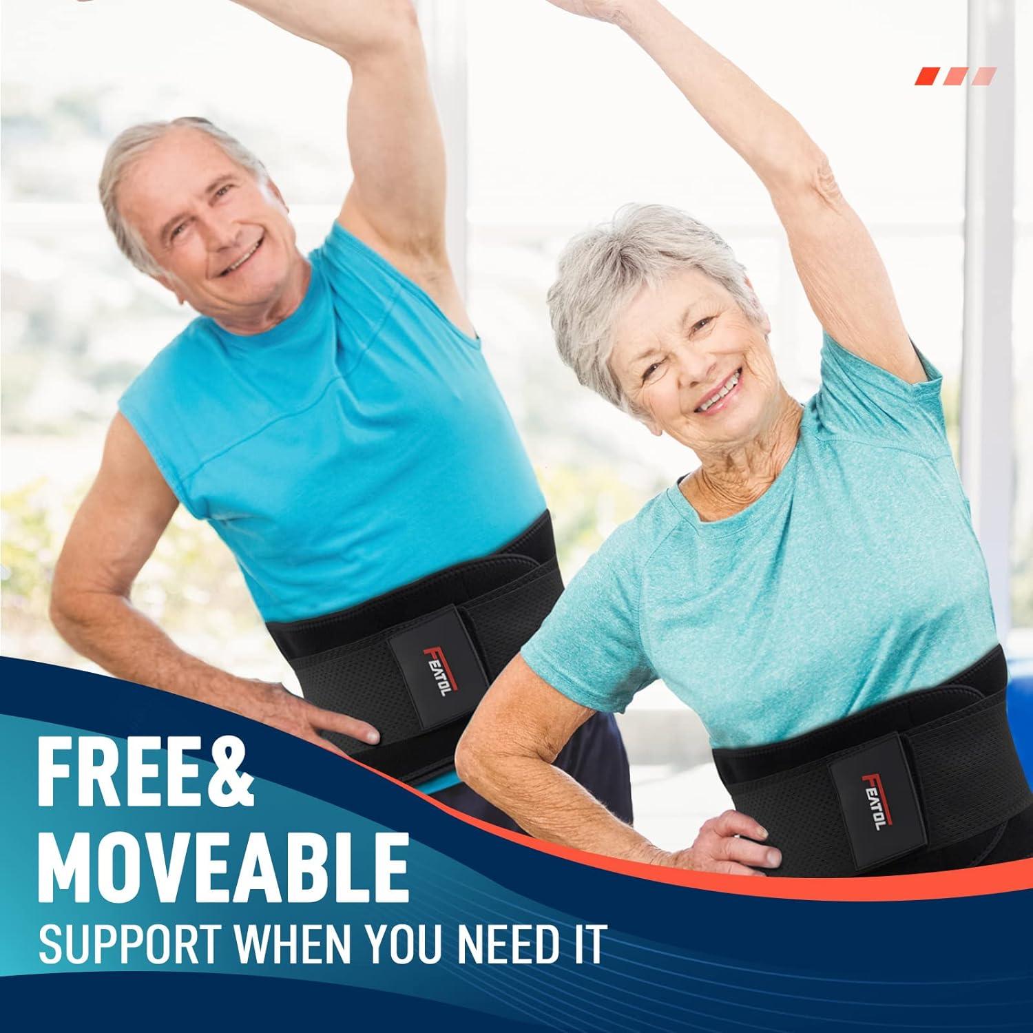 imageFEATOL Back Brace for Men Lower Back Pain Relief Lumbar Support Brace Waist Belt with Ergonomic 3D Silicone Pad for Heavy Lifting Work Herniated Disc Sciatica LXL3XLarge Pack of 1