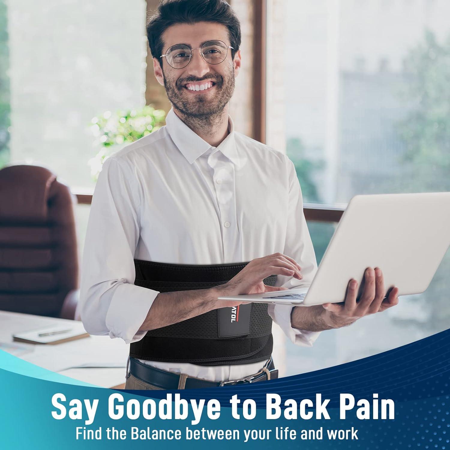 imageFEATOL Back Brace for Men Lower Back Pain Relief Lumbar Support Brace Waist Belt with Ergonomic 3D Silicone Pad for Heavy Lifting Work Herniated Disc Sciatica LXL2XLarge Pack of 1