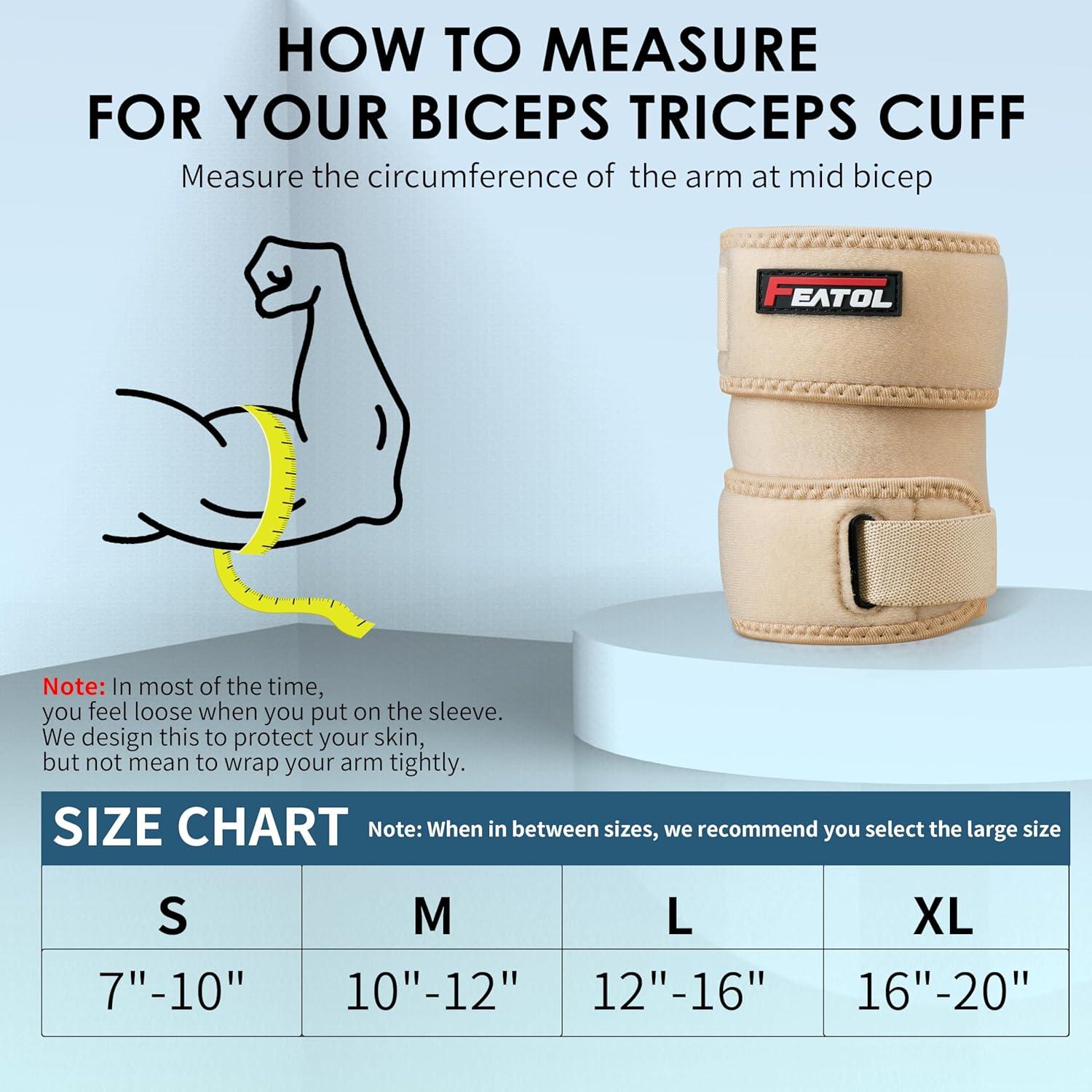 imageFEATOL Bicep Tendonitis Brace with 2 Gel Ice Packs Upper Arm Brace Tricep Compression Sleeve Support Hot ampamp Cold Therapy for Men and Women Pain Relief for Muscle StrainsInflammation Black with 2 ice packs LargeBeige with 2 ice packs
