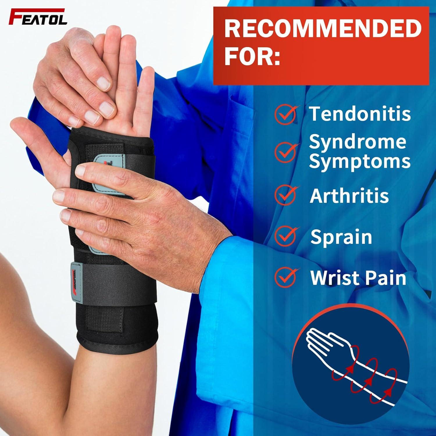 imageFEATOL Carpal Tunnel Wrist Brace Night Support 2 Pack  Wrist Splint for Pain Relief Tendonitis Sprained Arthritis  Metal Splint Stabilizer With Hand Brace FOR Sleeping Women Men RightampampLeftMLXSmall Pack of 1
