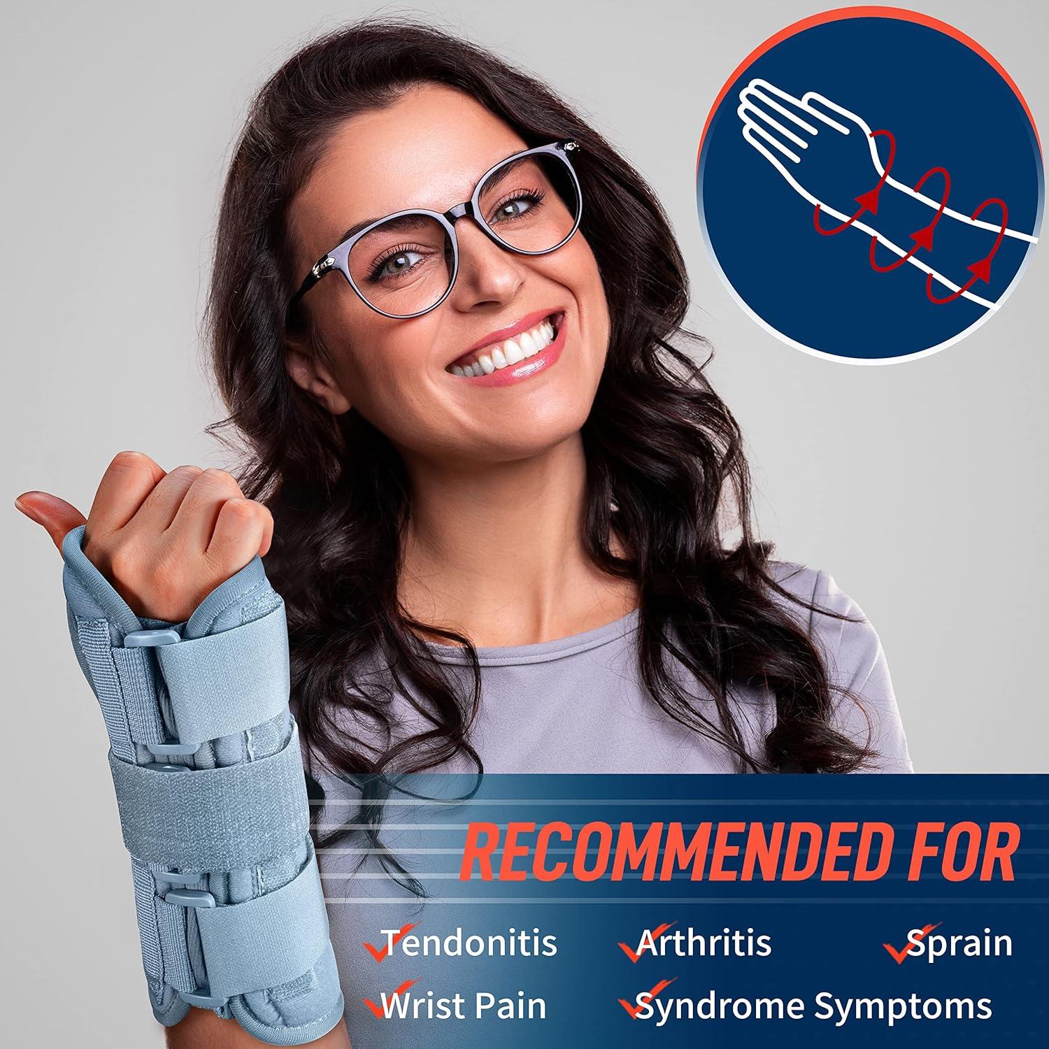 imageFEATOL Carpal Tunnel Wrist Brace Night Support 2 Pack  Wrist Splint for Pain Relief Tendonitis Sprained Arthritis  Metal Splint Stabilizer With Hand Brace FOR Sleeping Women Men RightampampLeftMLLargeXLarge Pack of 1