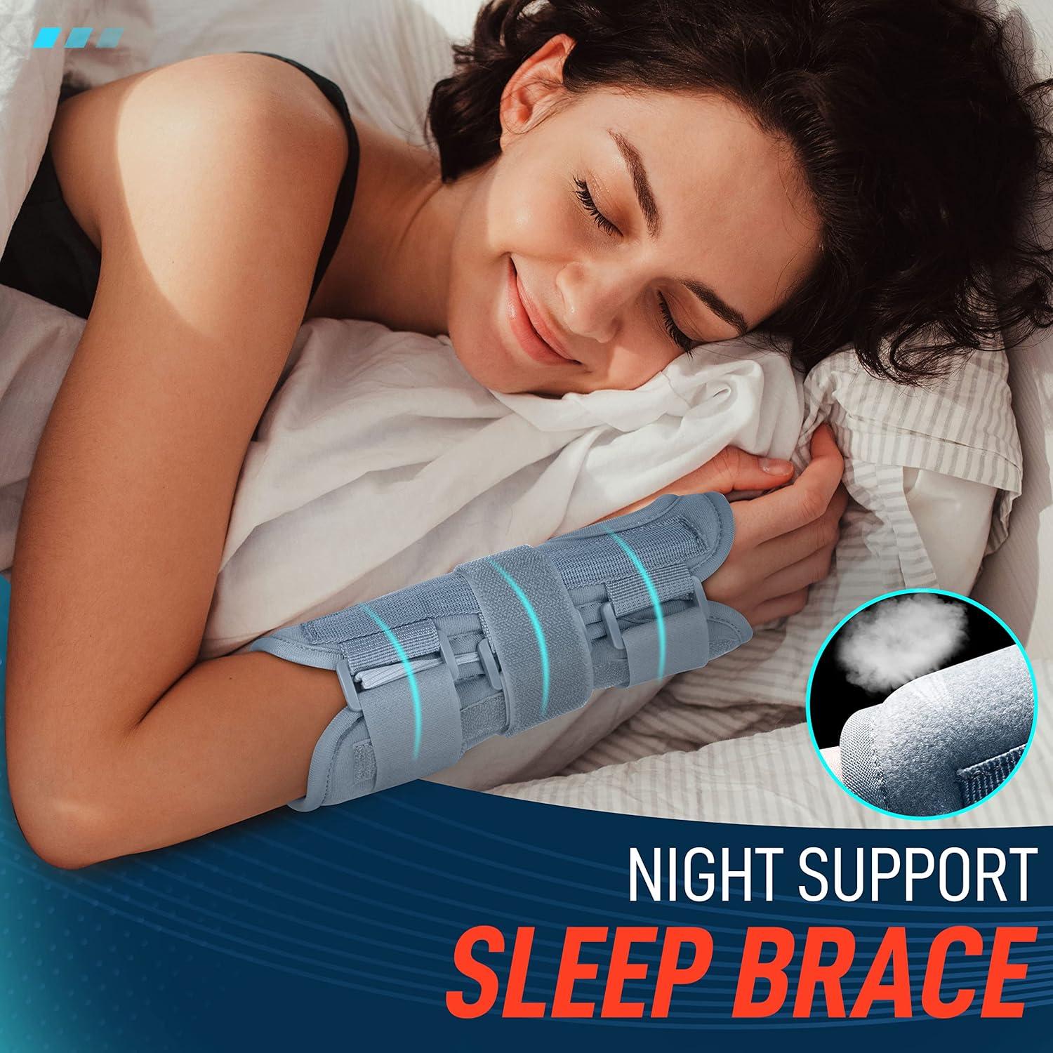 imageFEATOL Carpal Tunnel Wrist Brace Night Support 2 Pack  Wrist Splint for Pain Relief Tendonitis Sprained Arthritis  Metal Splint Stabilizer With Hand Brace FOR Sleeping Women Men RightampampLeftMLSmallMedium Pack of 1