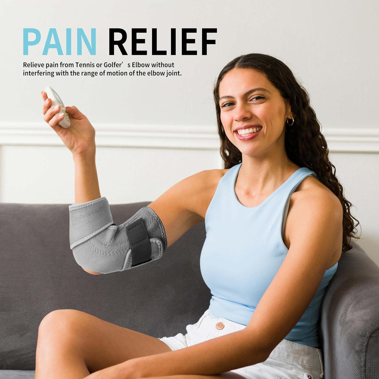 imageFEATOL Elbow Brace for Tendonitis and Tennis Adjustable Golfers Elbow Brace for Men and Women Pain Relief for Cubital Tunnel Syndrome Bursitis Ulnar Nerve Entrapment Black MediumGray