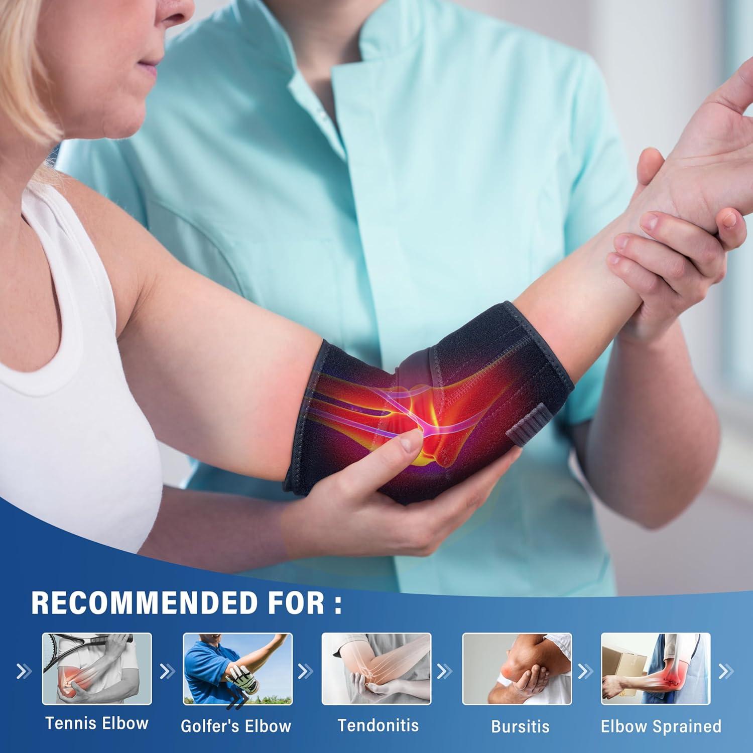 imageFEATOL Elbow Brace with Ice Pack for Tendonitis and Tennis ElbowPain Relief for Cubital Tunnel Ulnar Nerve Entrapment BursitisReusable Ice Pack Brace for Men and Women MediumMedium