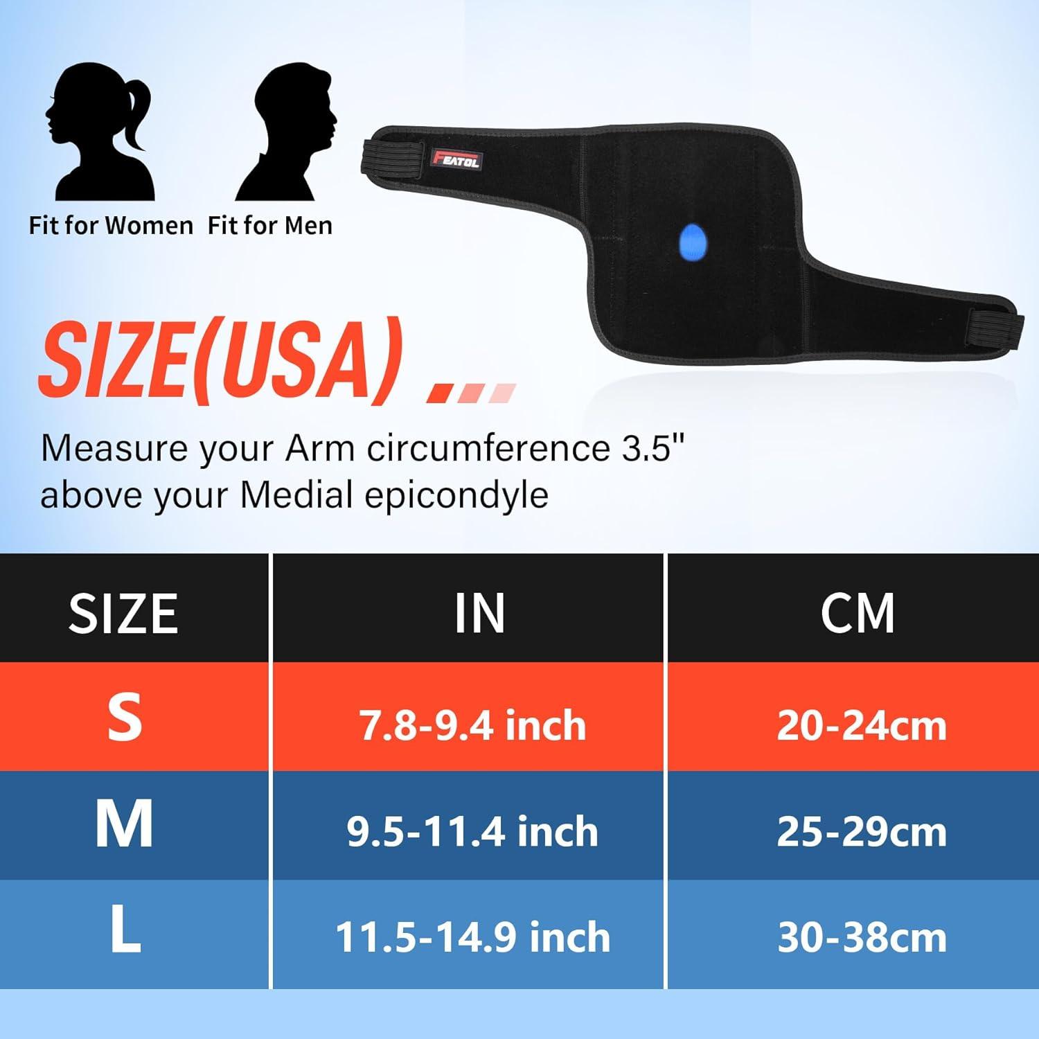 imageFEATOL Elbow Brace with Ice Pack for Tendonitis and Tennis ElbowPain Relief for Cubital Tunnel Ulnar Nerve Entrapment BursitisReusable Ice Pack Brace for Men and Women MediumLarge