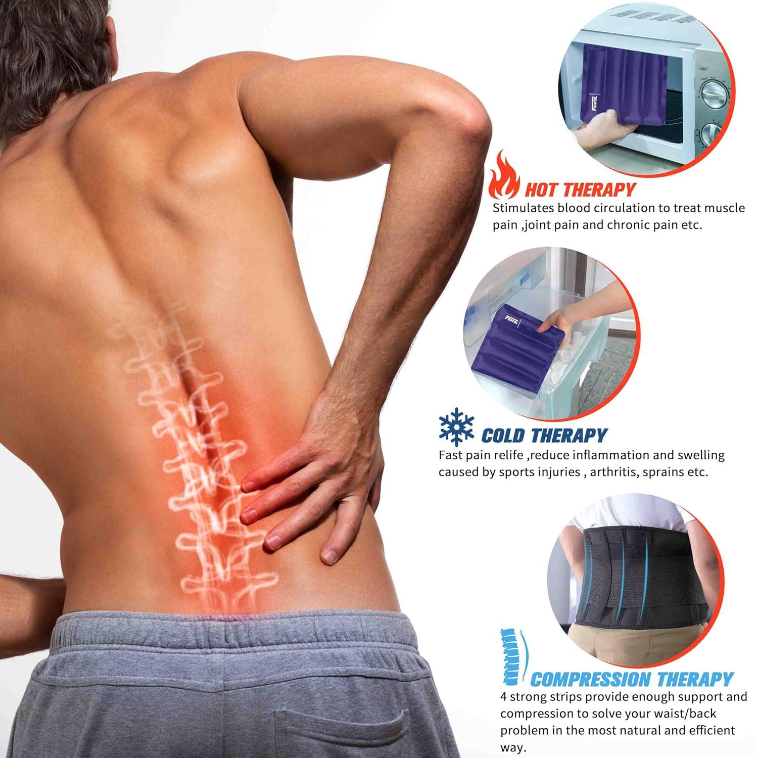 imageFEATOL Gel Pack Back BraceLumbar Support for Back Pain Relief Herniated Disc Sciatica Scoliosis  Breathable Material Design with Heat ampamp Ice Gel Pack for Men ampamp Women LargeXLargeLargeXLarge Pack of 1