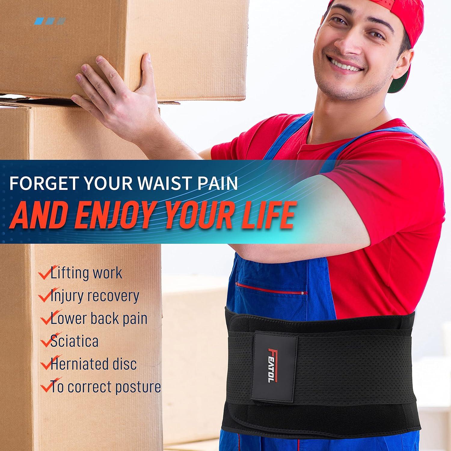 imageFEATOL Gel Pack Back BraceLumbar Support for Back Pain Relief Herniated Disc Sciatica Scoliosis  Breathable Material Design with Heat ampamp Ice Gel Pack for Men ampamp Women LargeXLargeLargeXLarge Pack of 1