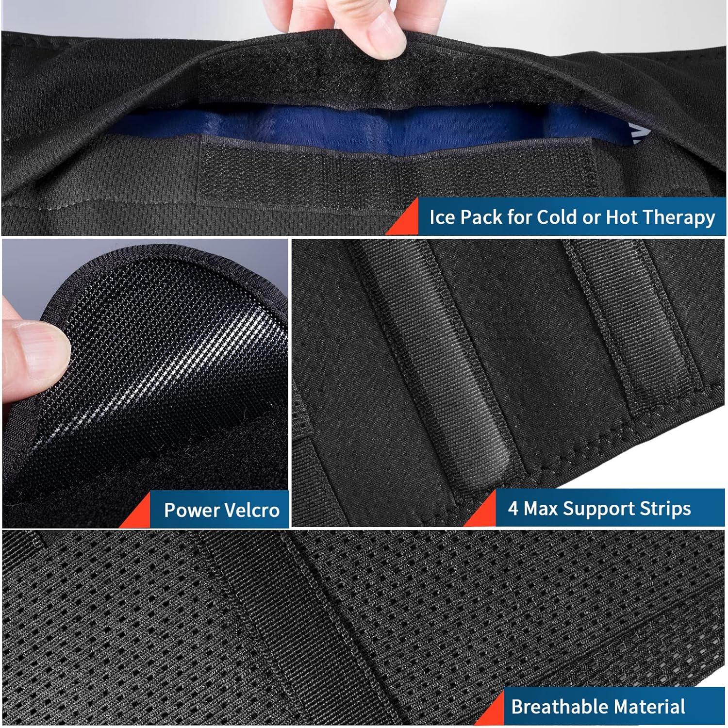 imageFEATOL Gel Pack Back BraceLumbar Support for Back Pain Relief Herniated Disc Sciatica Scoliosis  Breathable Material Design with Heat ampamp Ice Gel Pack for Men ampamp Women LargeXLargeLargeXLarge Pack of 1