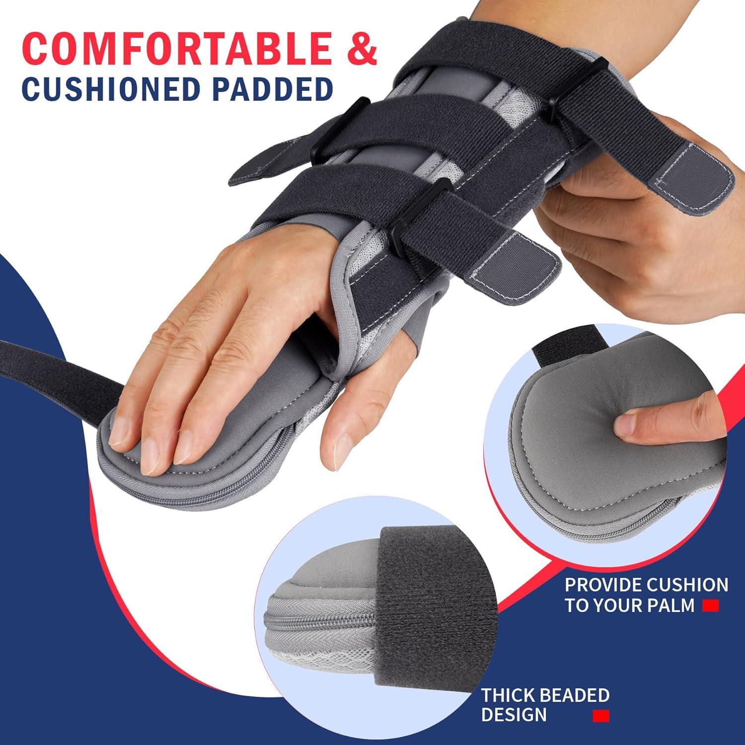 imageFEATOL Resting Hand Splint Stroke Night Immobilizer with Removable Splints Pain Relief For Carpel Tunnel Stroke Recovery Arthritis TendinitisFunctional Support Wrist Finger BraceRight Hand MediumFor Men and WomenLarge
