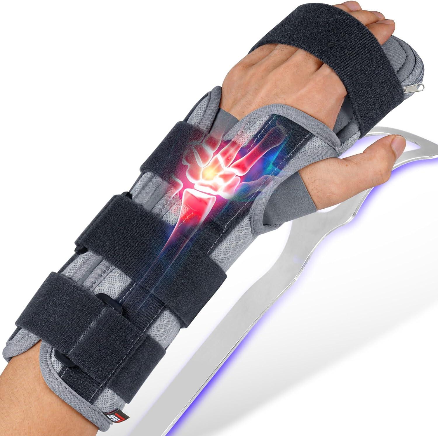 imageFEATOL Resting Hand Splint Stroke Night Immobilizer with Removable Splints Pain Relief For Carpel Tunnel Stroke Recovery Arthritis TendinitisFunctional Support Wrist Finger BraceRight Hand MediumFor Men and WomenLarge