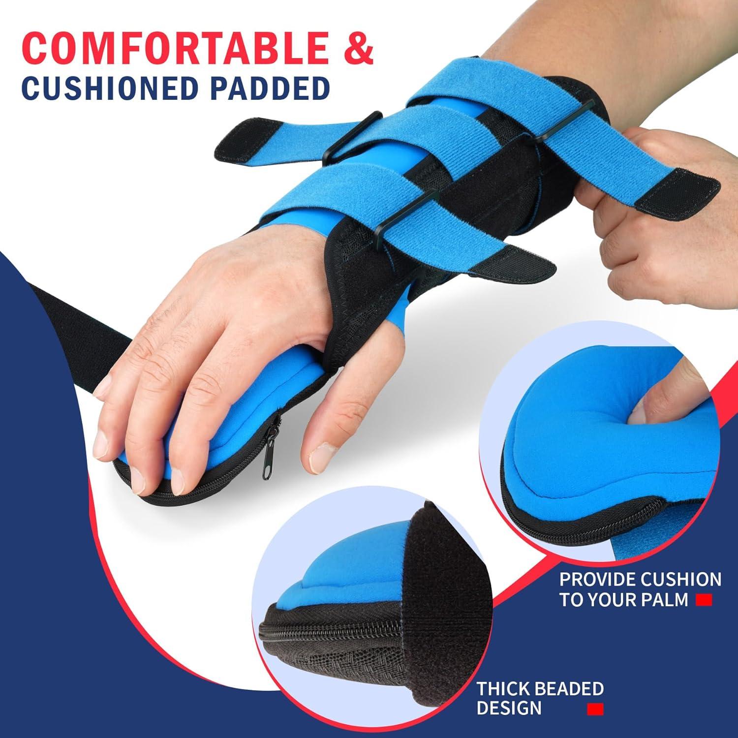 imageFEATOL Resting Hand Splint Stroke Night Immobilizer with Removable Splints Pain Relief For Carpel Tunnel Stroke Recovery Arthritis TendinitisFunctional Support Wrist Finger BraceRight Hand MediumFor Men and WomenMedium