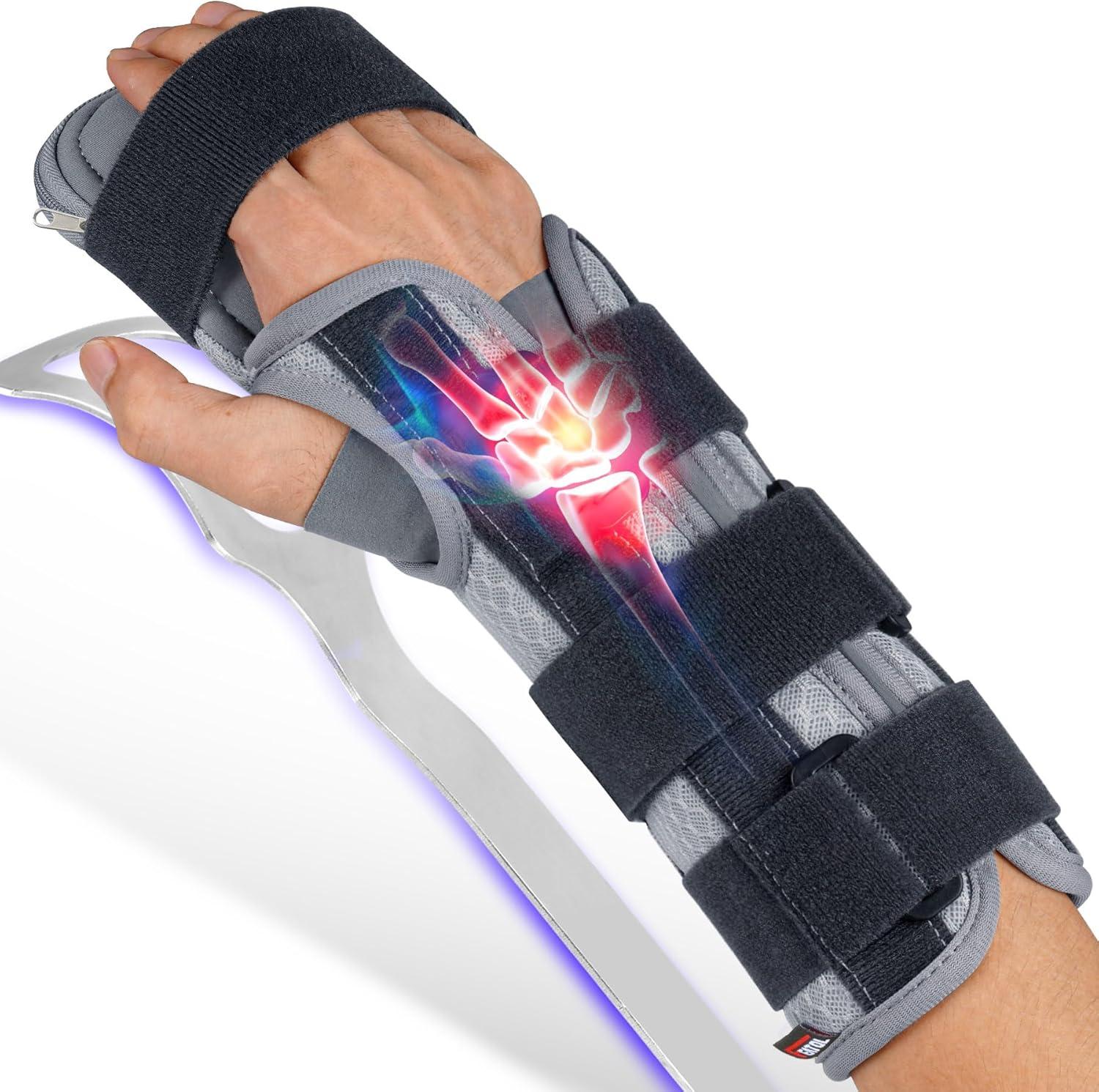 imageFEATOL Resting Hand Splint Stroke Night Immobilizer with Removable Splints Pain Relief For Carpel Tunnel Stroke Recovery Arthritis TendinitisFunctional Support Wrist Finger BraceRight Hand MediumFor Men and WomenMedium
