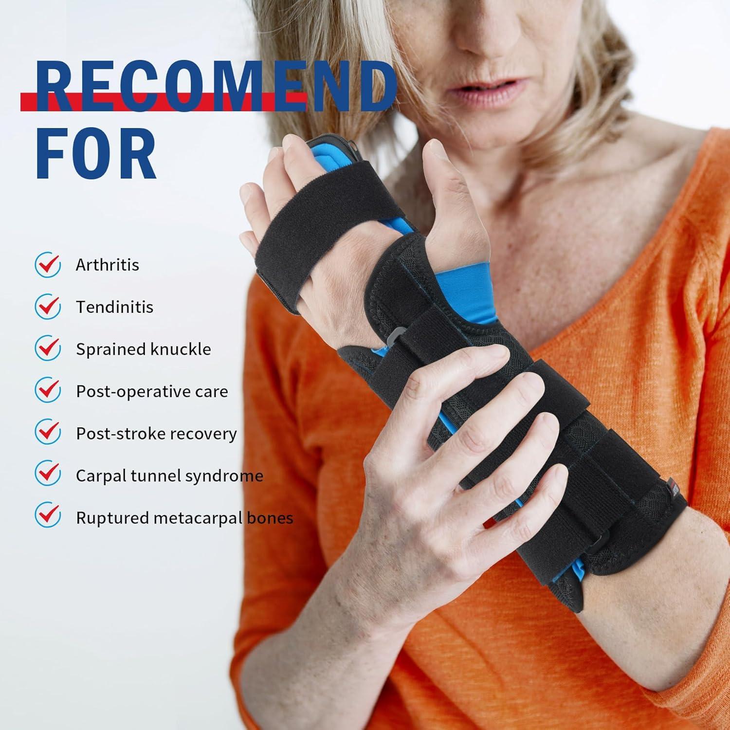 imageFEATOL Resting Hand Splint Stroke Night Immobilizer with Removable Splints Pain Relief For Carpel Tunnel Stroke Recovery Arthritis TendinitisFunctional Support Wrist Finger BraceRight Hand MediumFor Men and WomenSmall