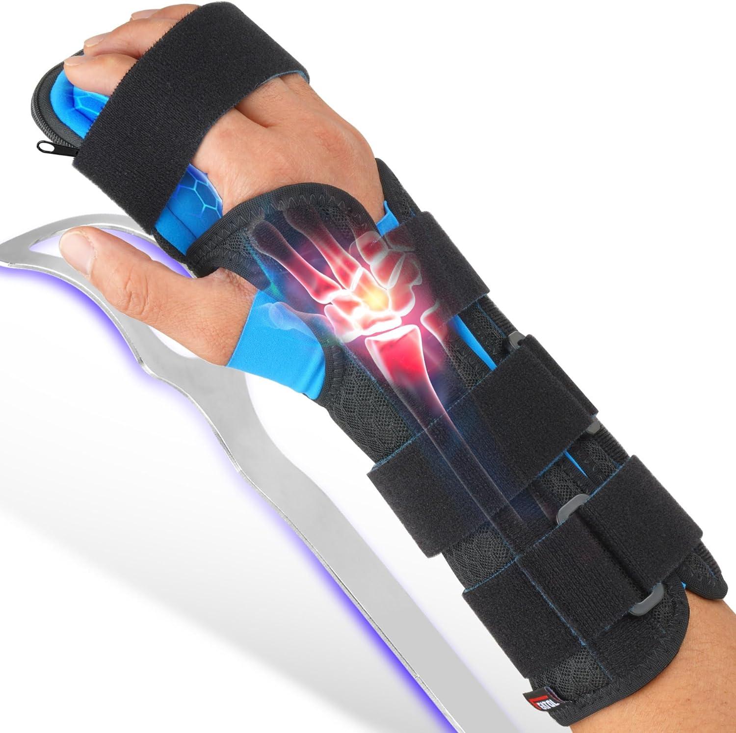 imageFEATOL Resting Hand Splint Stroke Night Immobilizer with Removable Splints Pain Relief For Carpel Tunnel Stroke Recovery Arthritis TendinitisFunctional Support Wrist Finger BraceRight Hand MediumFor Men and WomenSmall