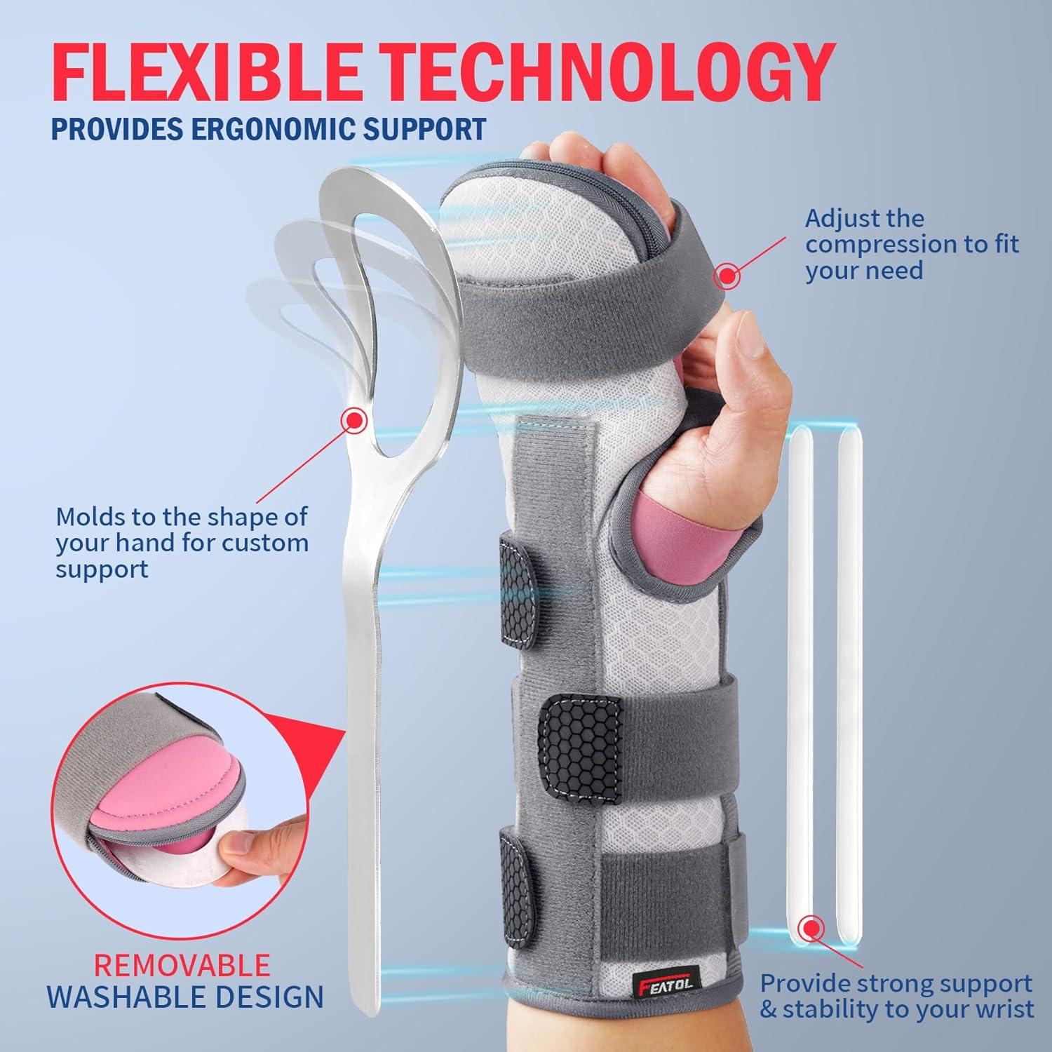 imageFEATOL Resting Hand Splint Stroke Night Immobilizer with Removable Splints Pain Relief For Carpel Tunnel Stroke Recovery Arthritis TendinitisFunctional Support Wrist Finger BraceRight Hand MediumFor Men and WomenSmall